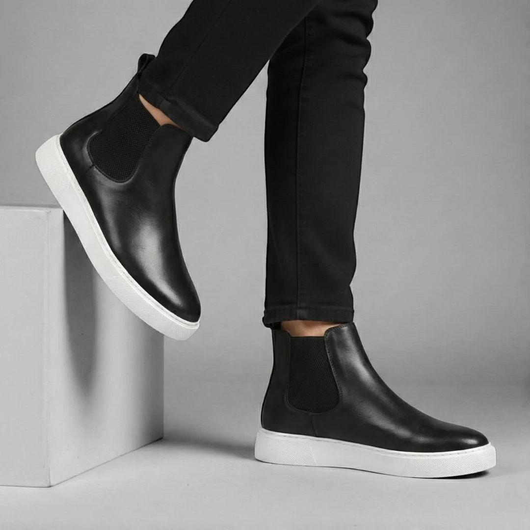 Boots Homme Noir en Cuir - Semelles Tres Confortable - Image 3