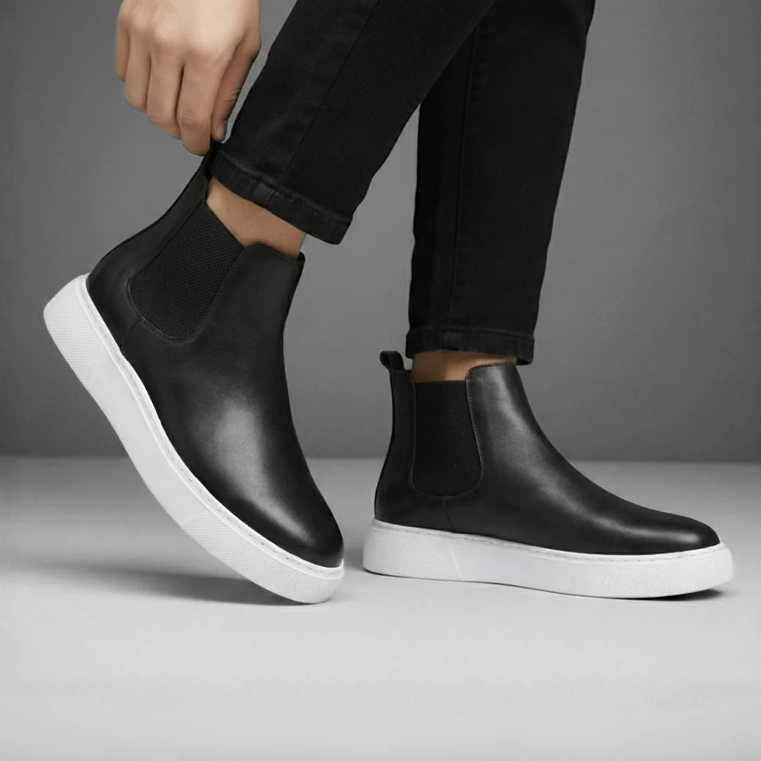 Boots Homme Noir en Cuir - Semelles Tres Confortable - Image 5