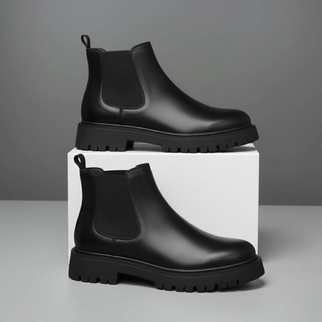 Boots Homme Noir en Cuir - Semelle Légère Tres Confortable - Image 4