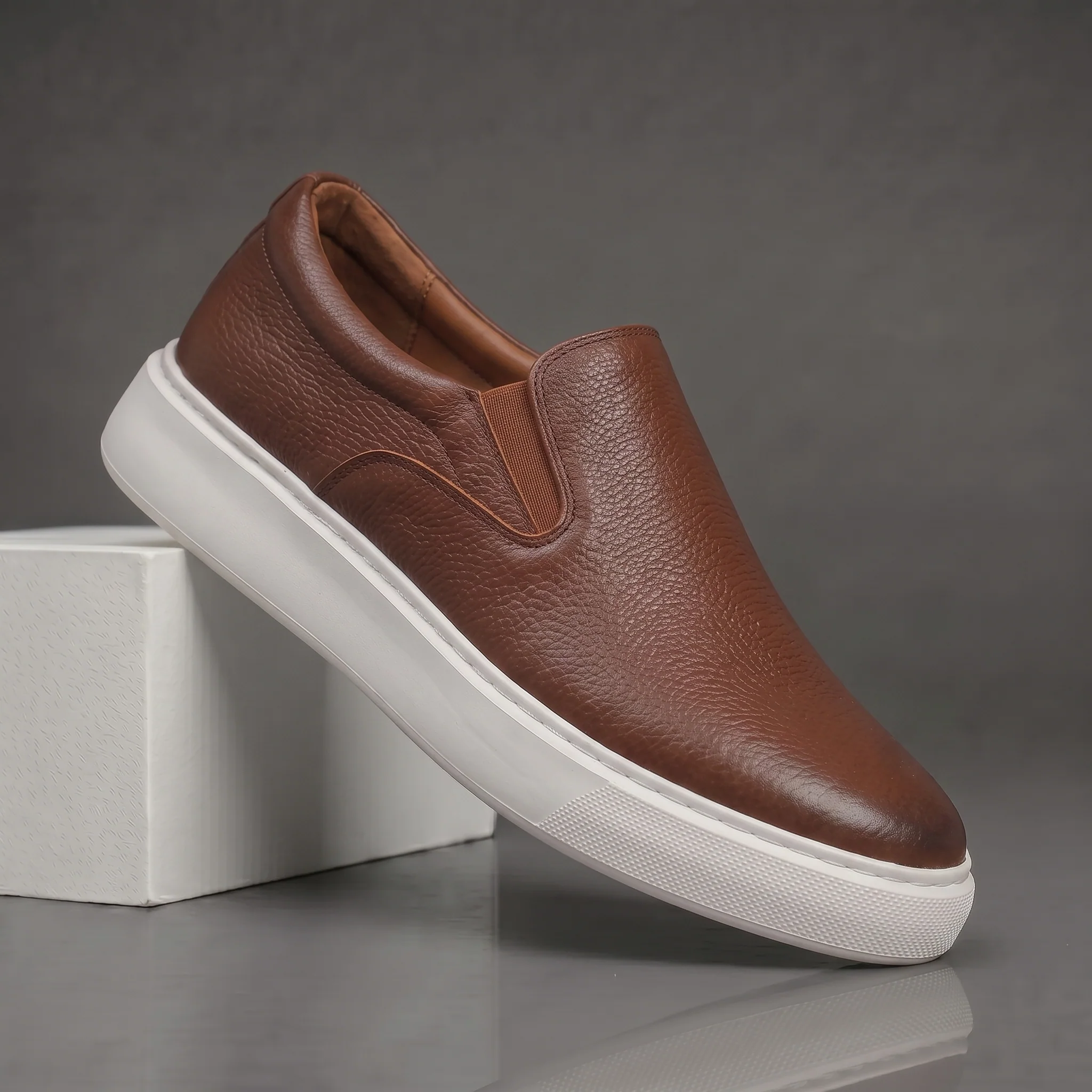 Chaussure Marron en Cuir Grainé Tres Confortable - Image 3