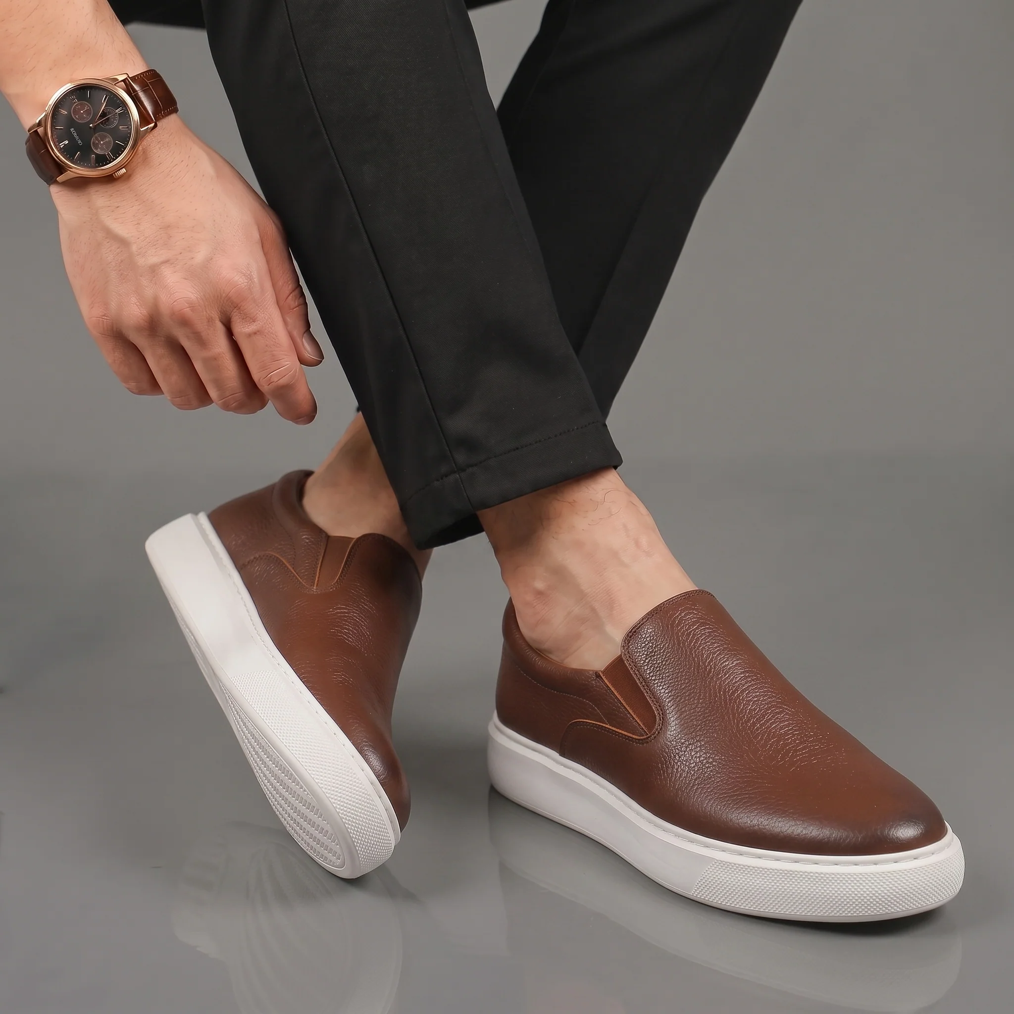 Chaussure Marron en Cuir Grainé Tres Confortable - Image 4