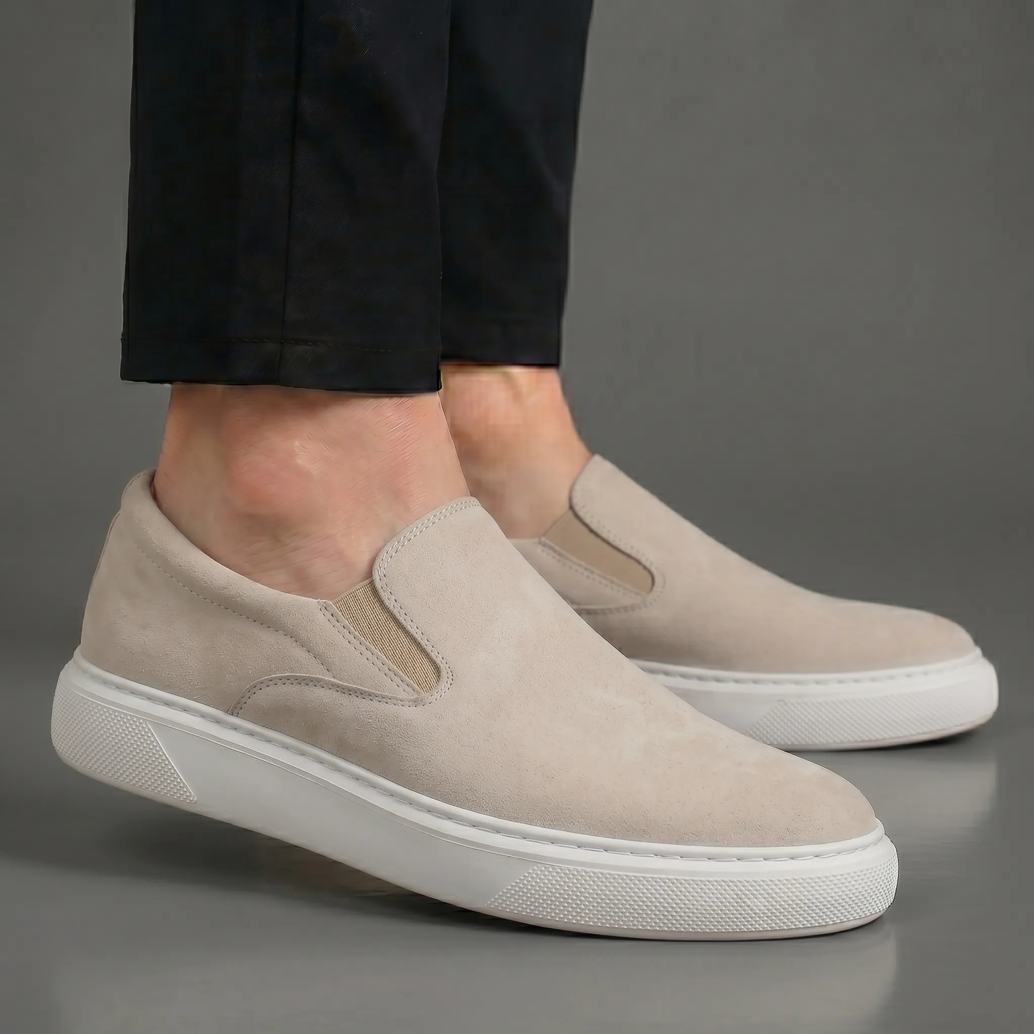 Chaussure Beige en Daim Tres Confortable - Homme