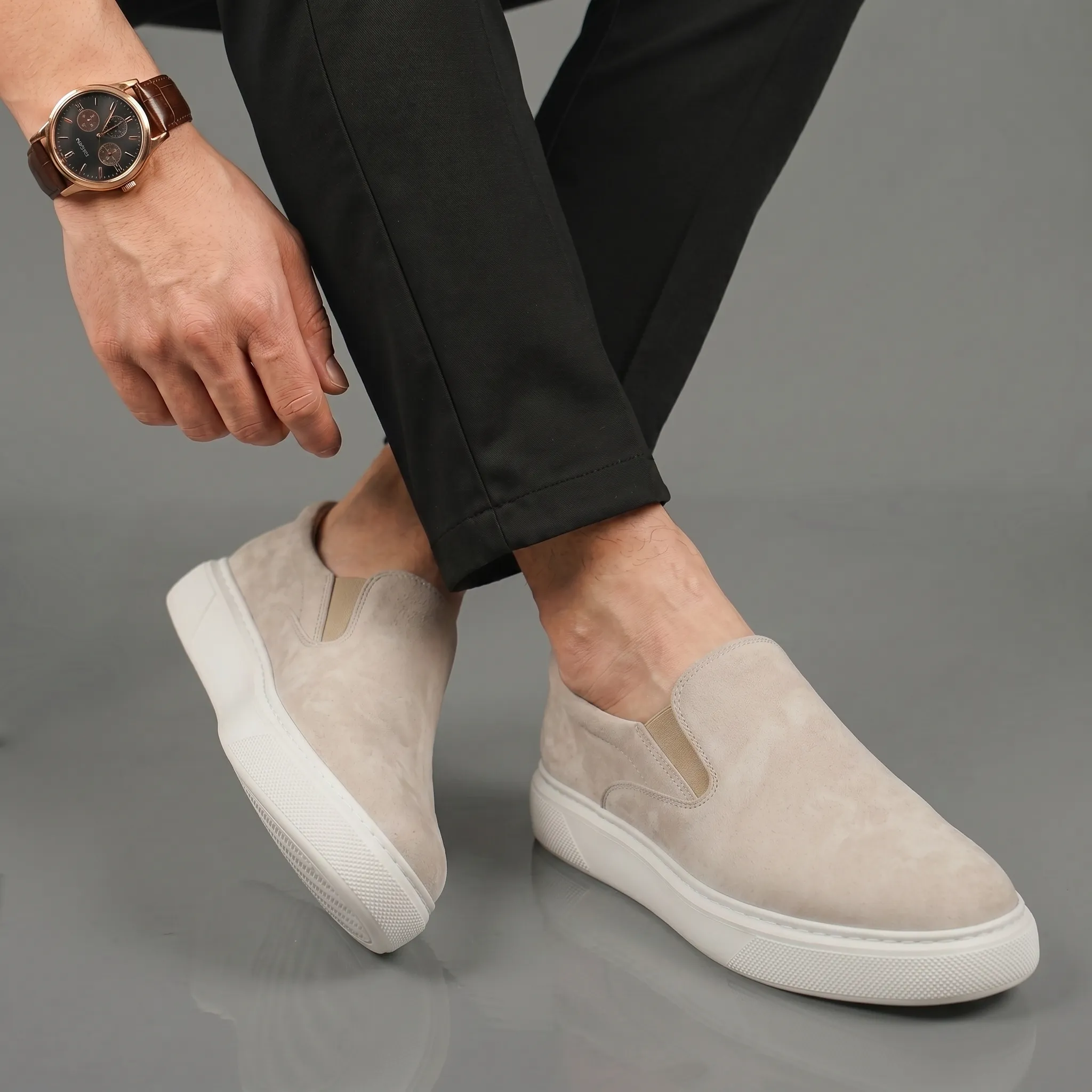 Chaussure Beige en Daim Tres Confortable - Homme - Image 4