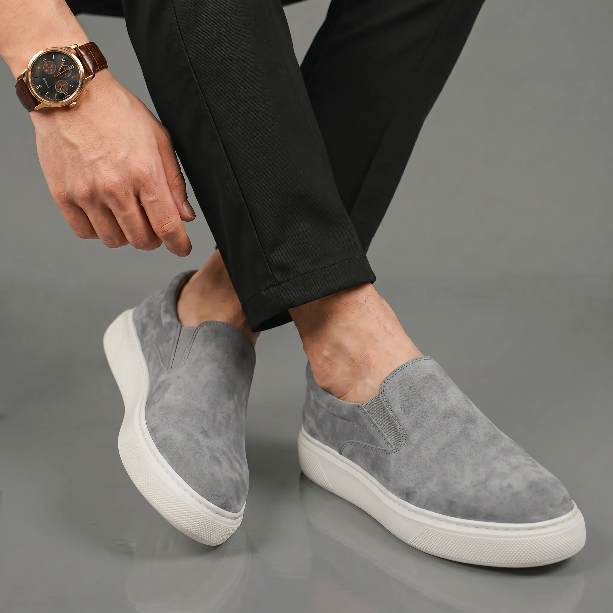 Chaussure Gris en Daim Tres Confortable - Homme - Image 4