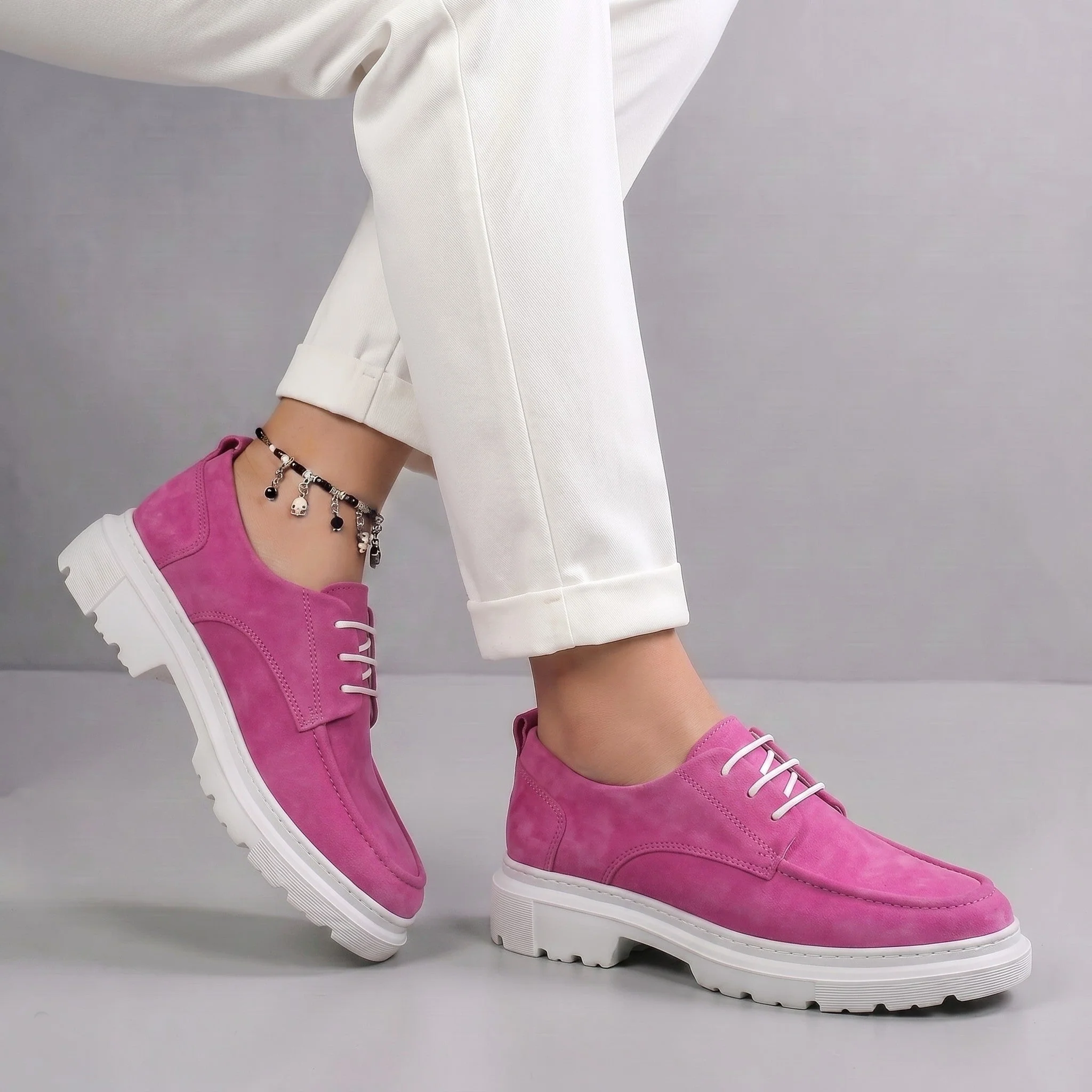 Chaussure Rose Daim Tres Confortable - Femme