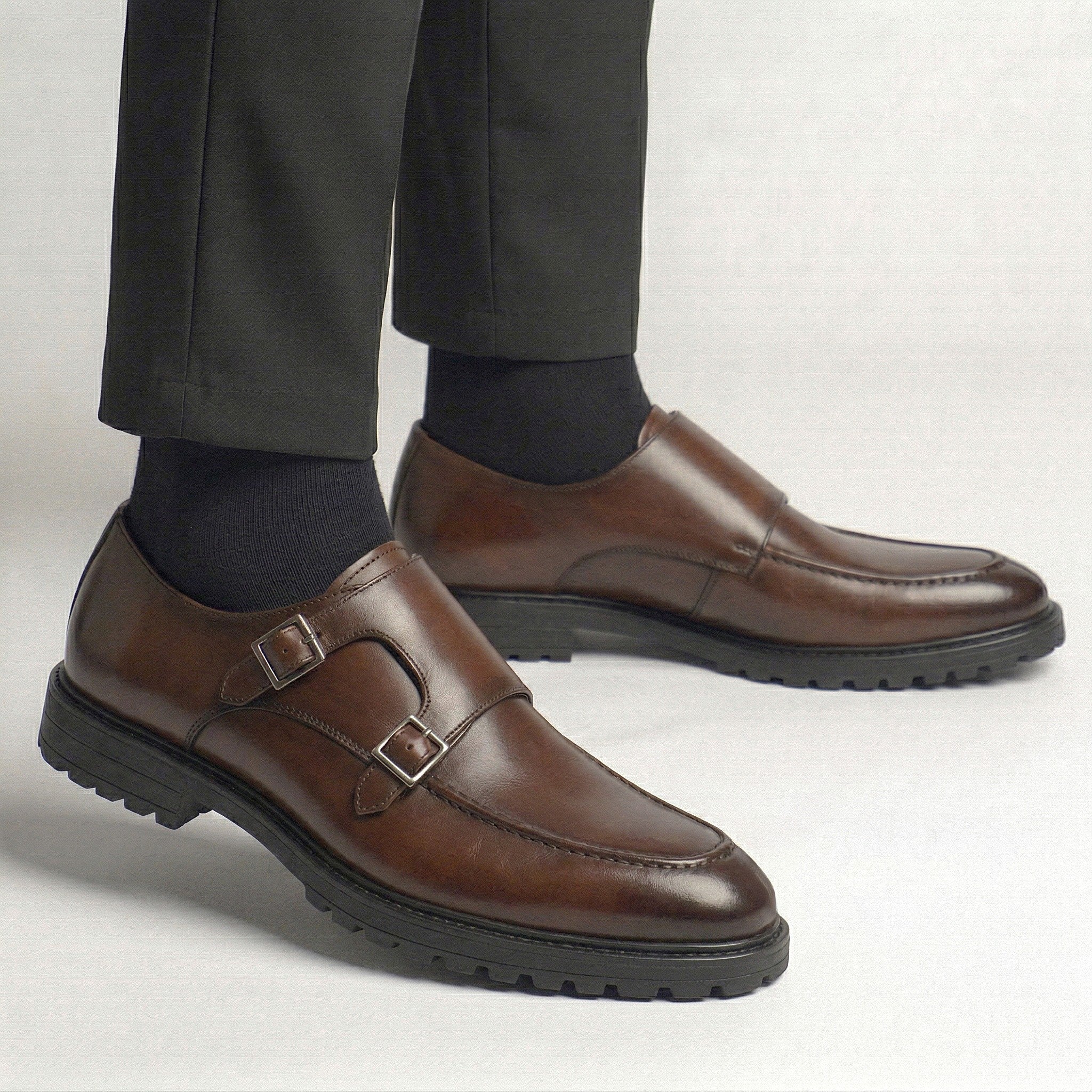 Chaussures Marron Cuir à boucles - Semelles Tres Confortable