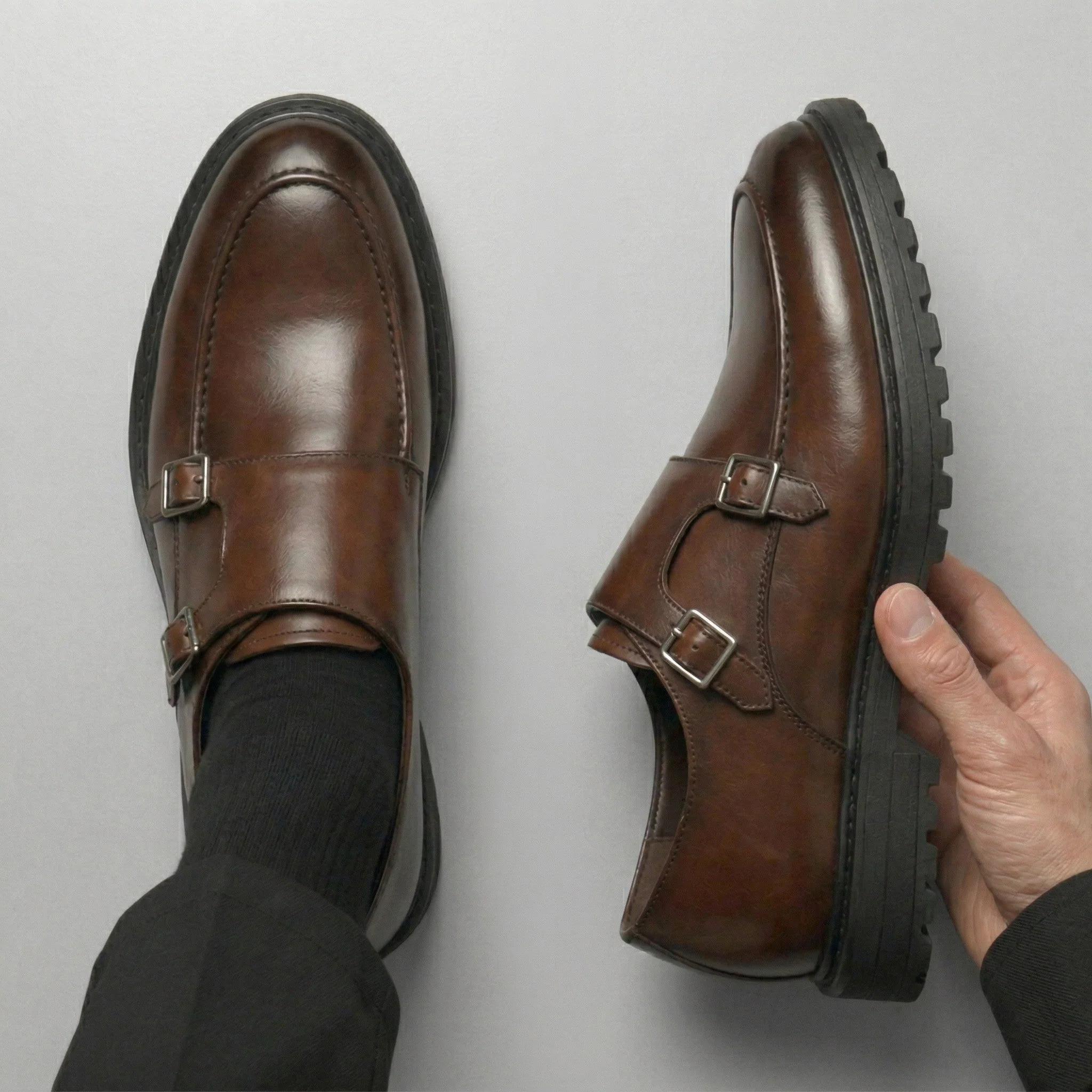Chaussures Marron Cuir à boucles - Semelles Tres Confortable - Image 4
