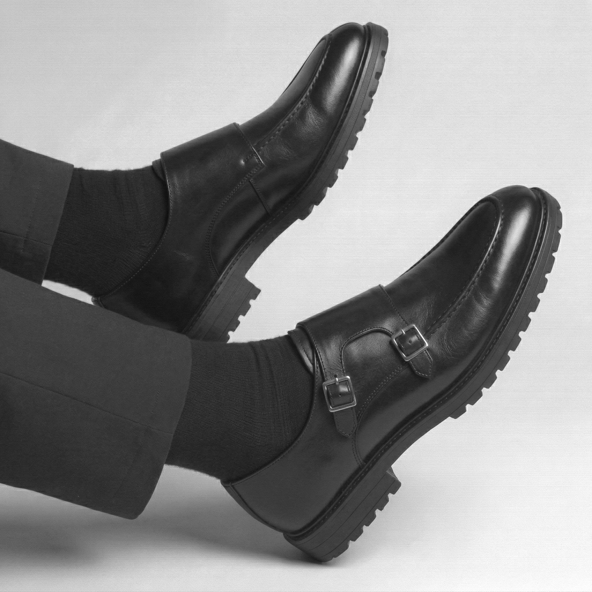 Chaussures Noir Cuir à boucles - Semelles Tres Confortable - Image 2