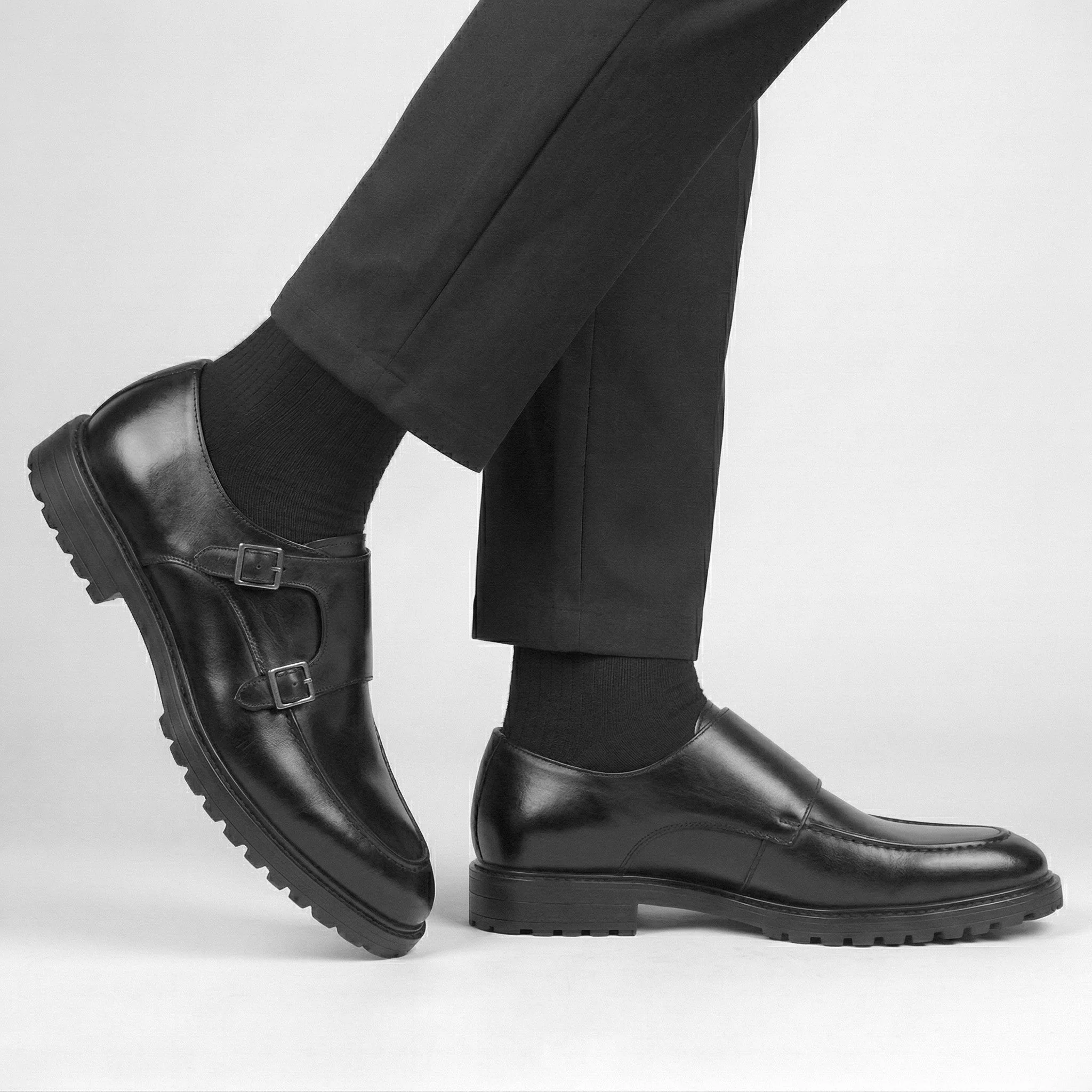 Chaussures Noir Cuir à boucles - Semelles Tres Confortable - Image 3