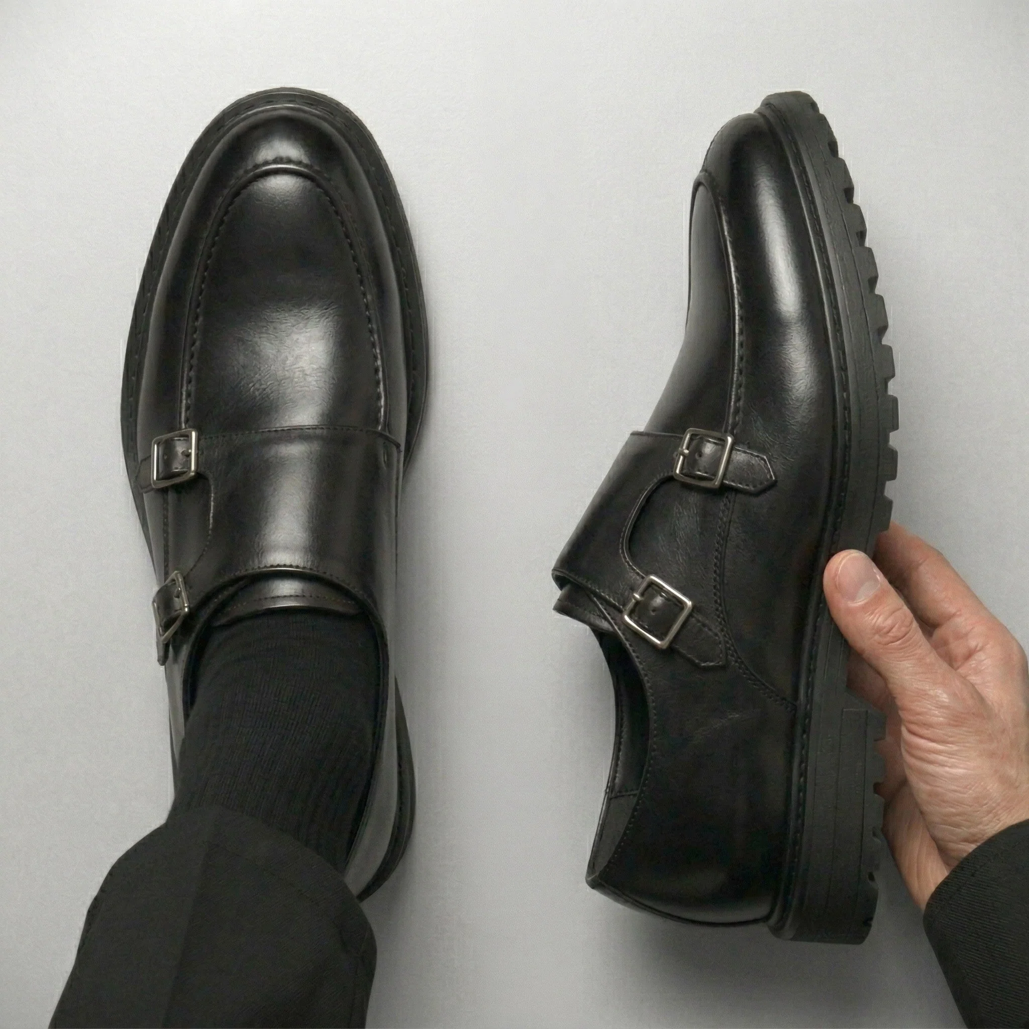 Chaussures Noir Cuir à boucles - Semelles Tres Confortable - Image 4