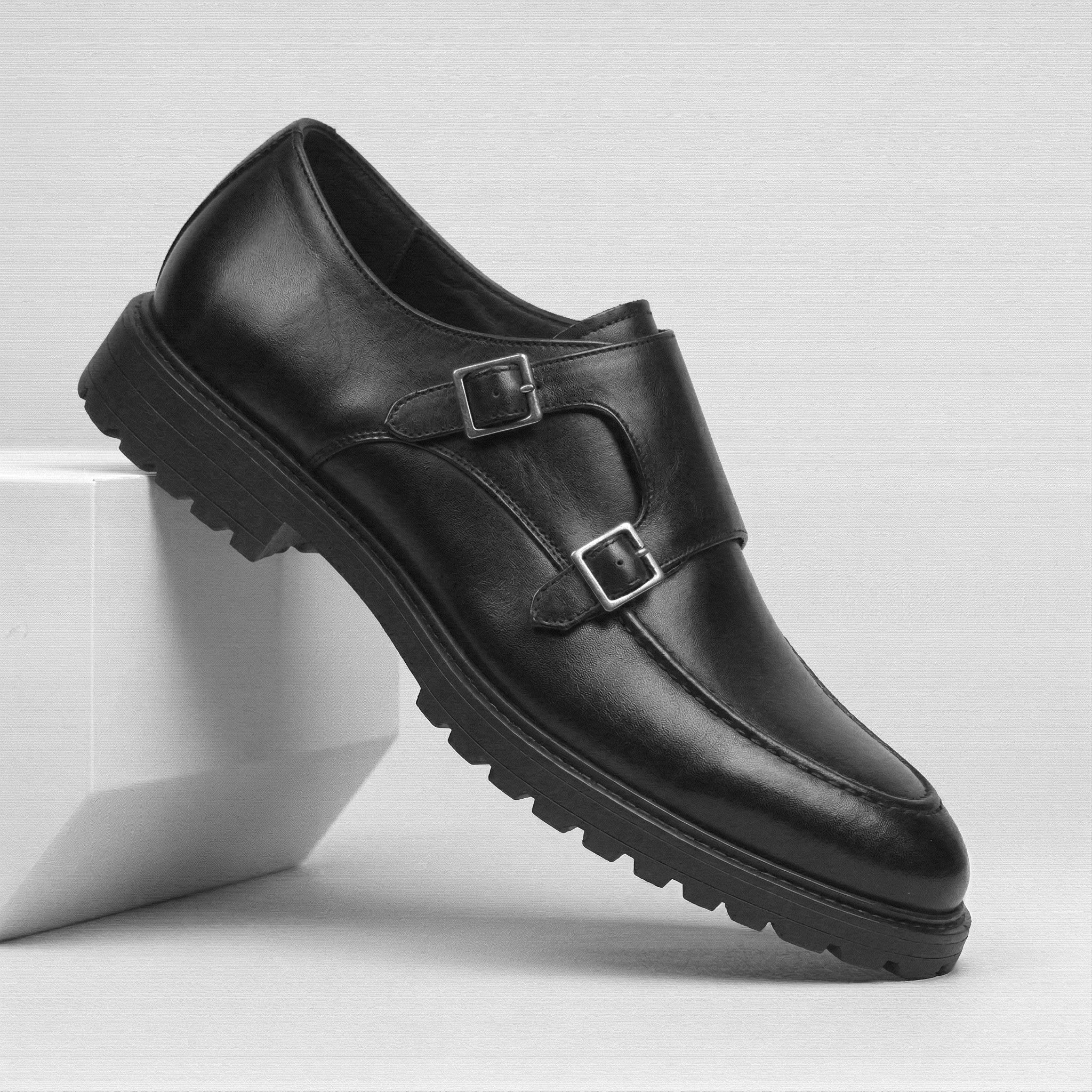 Chaussures Noir Cuir à boucles - Semelles Tres Confortable - Image 5