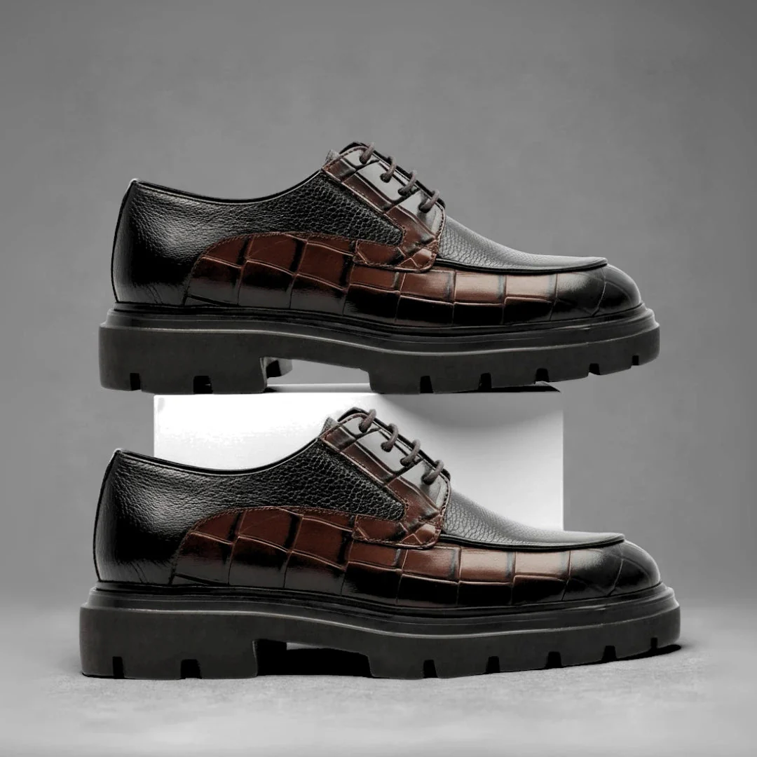 Derby Homme Tres Cuir Noir et Marron - Semelle Légère Tres Confortable - Image 4