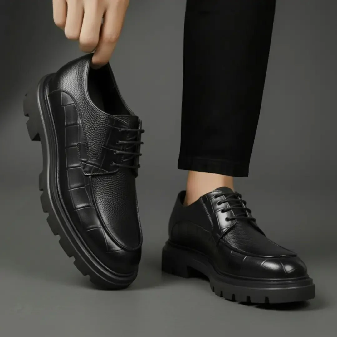Derby Homme Cuir Noir - Semelle Légère Tres Confortable - Image 3