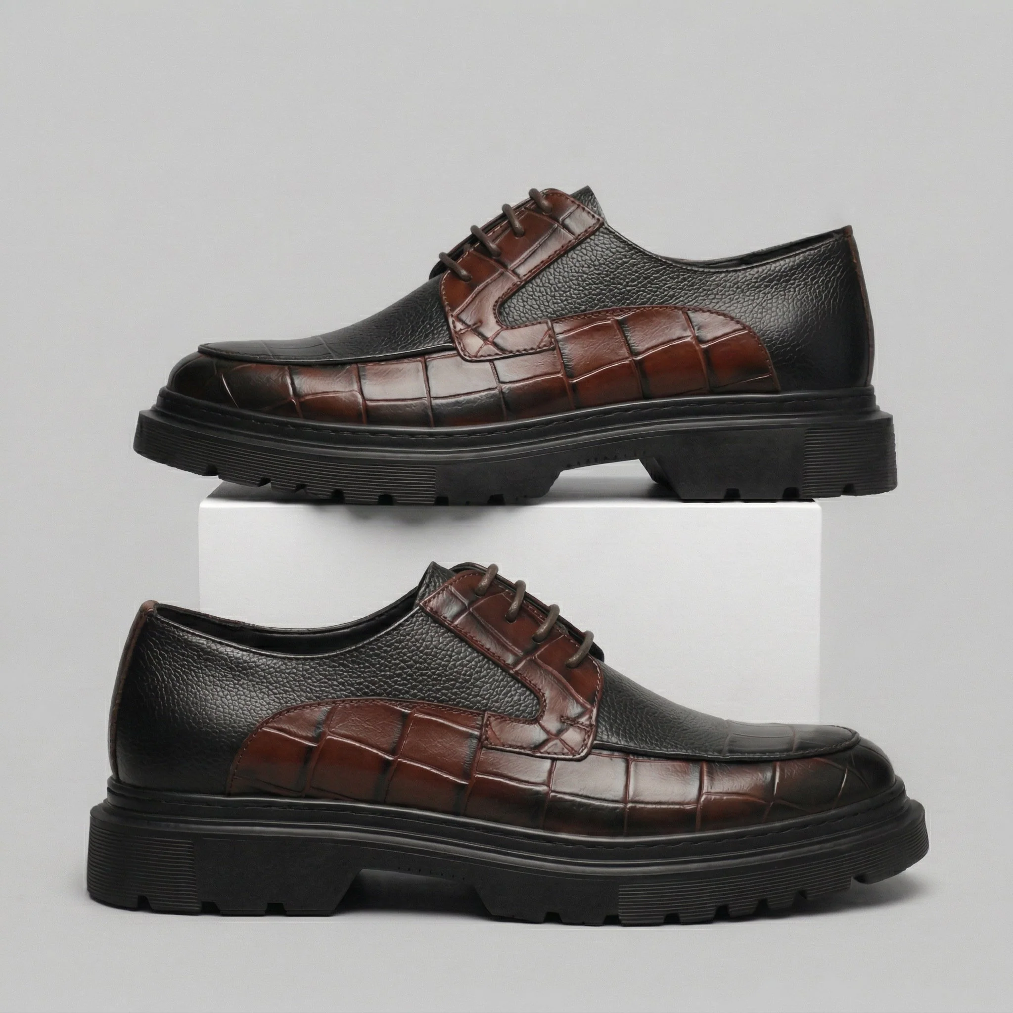 Derby Homme Tres Cuir Noir et Marron - Semelle Légère Tres Confortable - Image 6