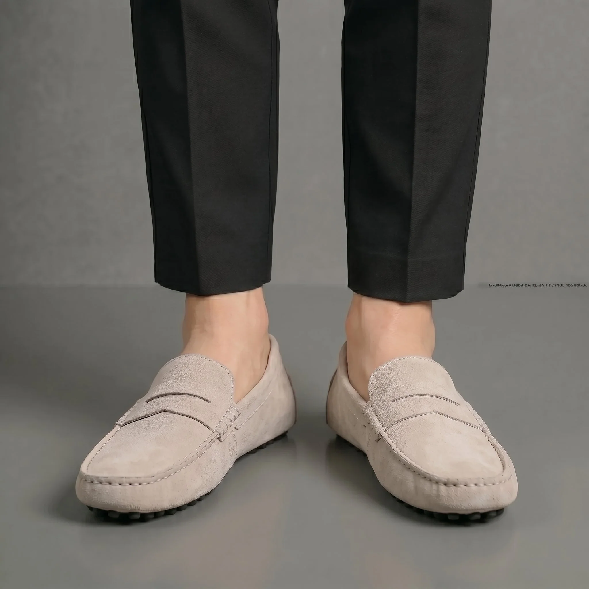 Mocassin Daim Beige Tres Confortable - Pour Hommes - Image 4