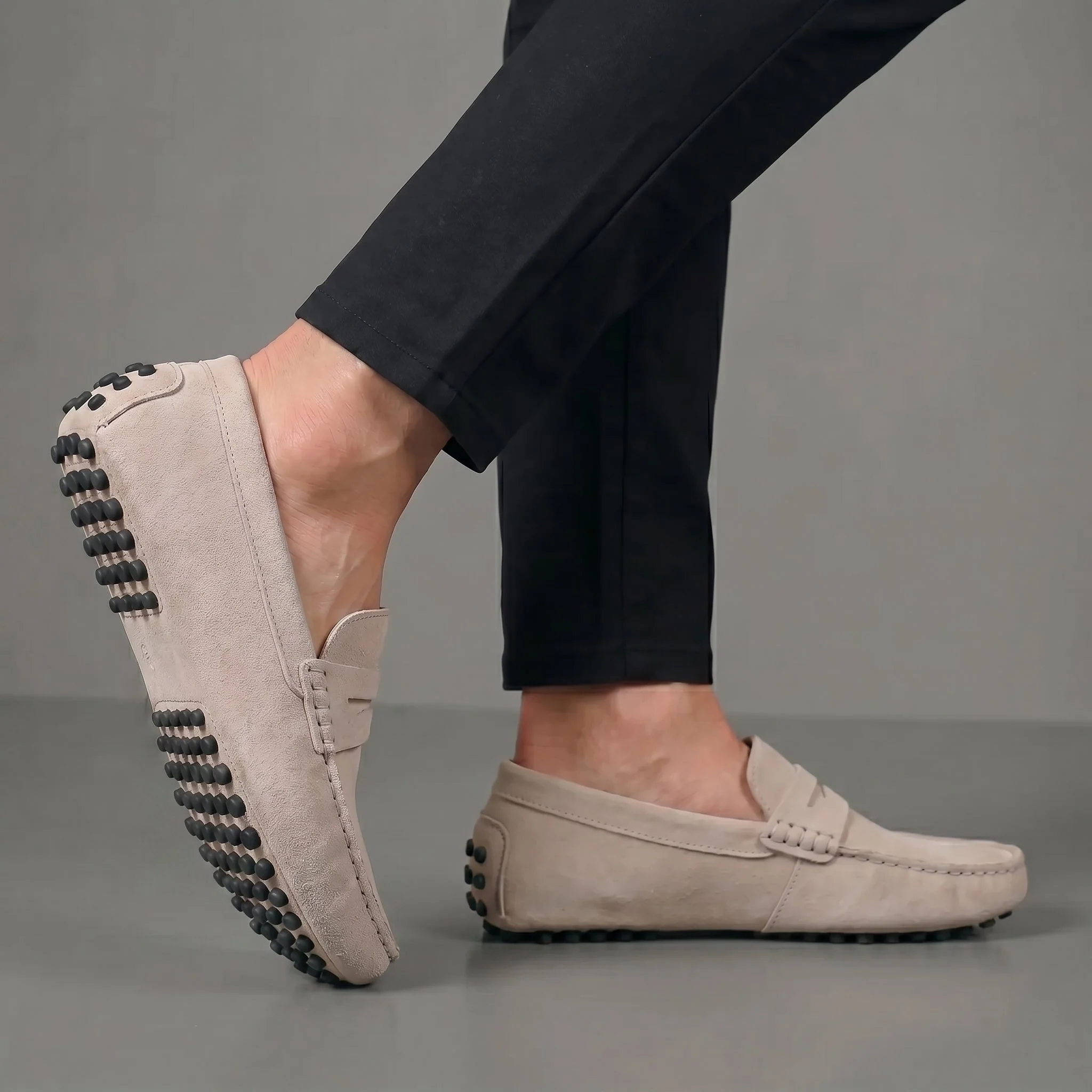 Mocassin Daim Beige Tres Confortable - Pour Hommes - Image 7