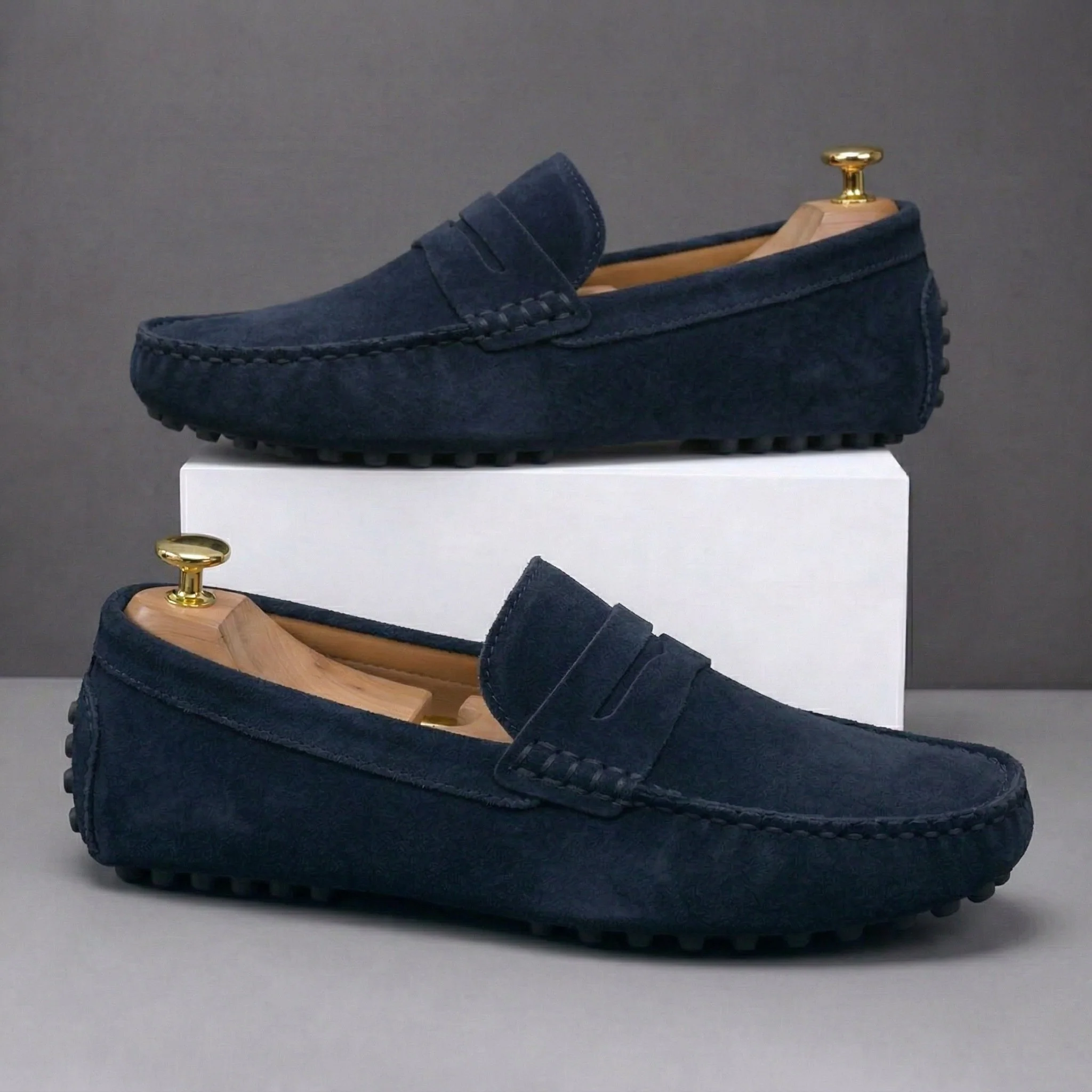 Mocassin Daim BleuMarine Tres Confortable - Homme - Image 3