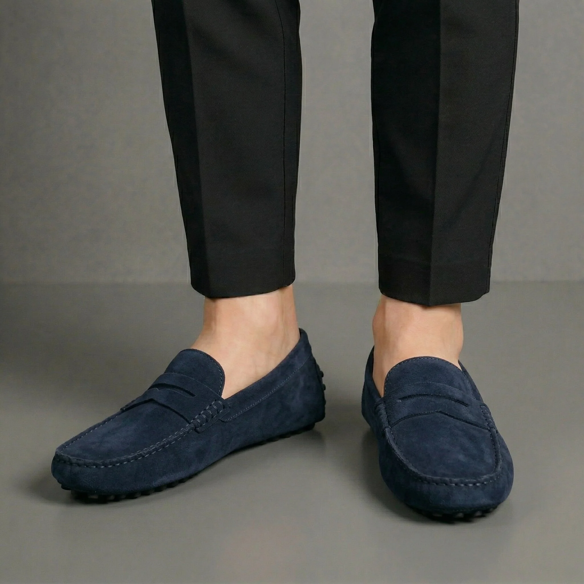 Mocassin Daim BleuMarine Tres Confortable - Homme - Image 4