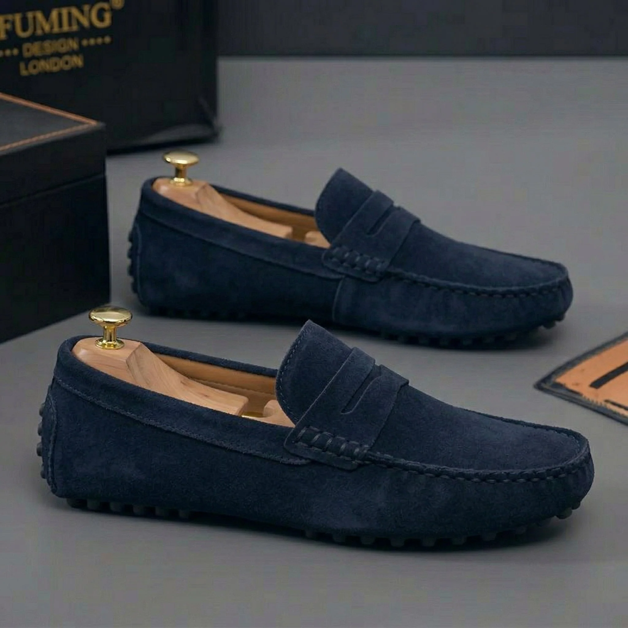 Mocassin Daim BleuMarine Tres Confortable - Homme - Image 5