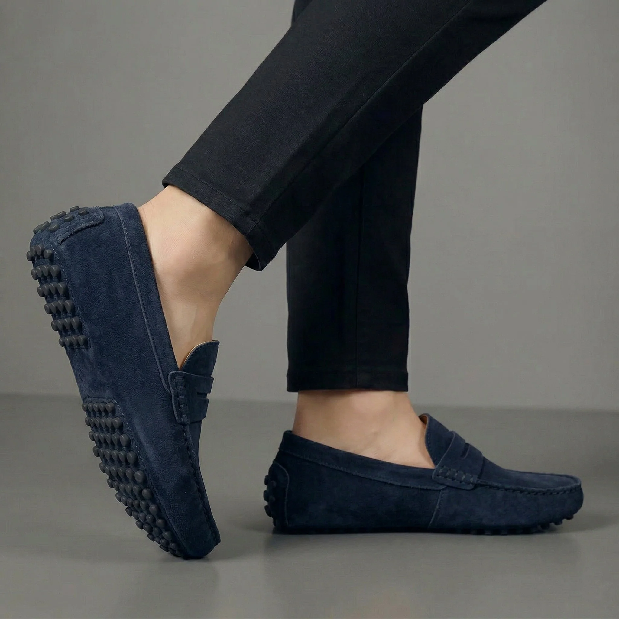 Mocassin Daim BleuMarine Tres Confortable - Homme - Image 7