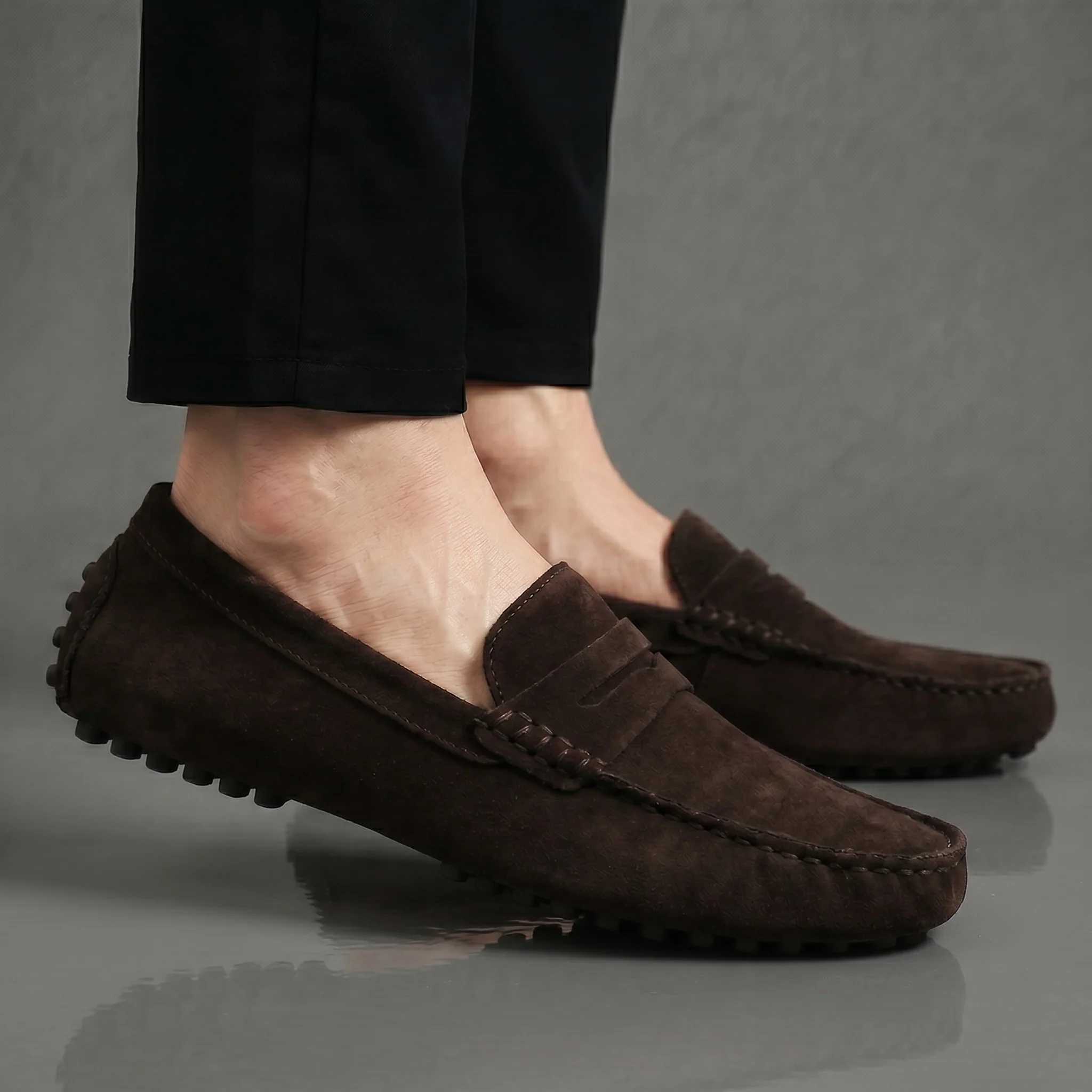 Mocassin Daim Marron Tres Confortable - Homme