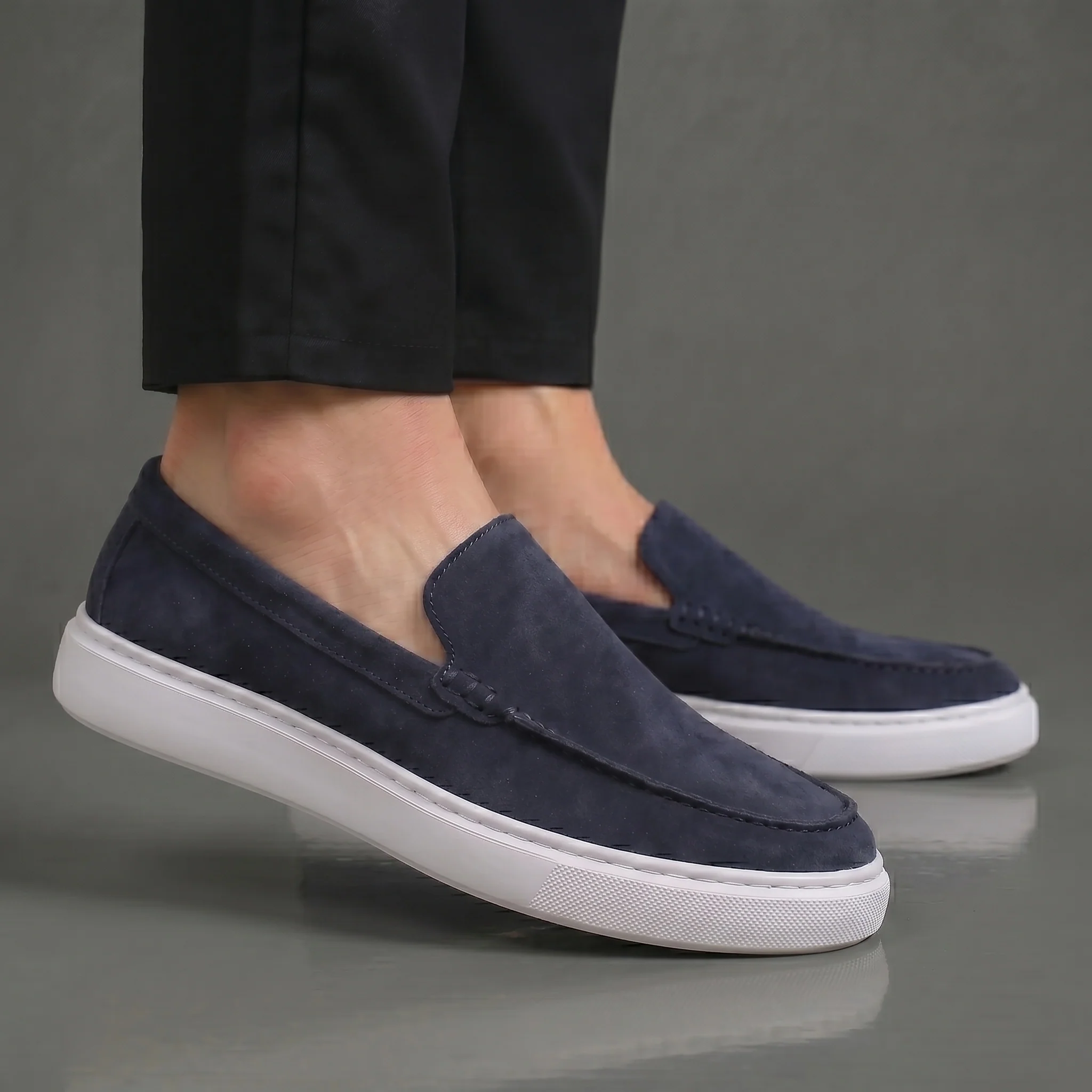 Mocassin Daim Bleumarine Tres Confortable - Homme