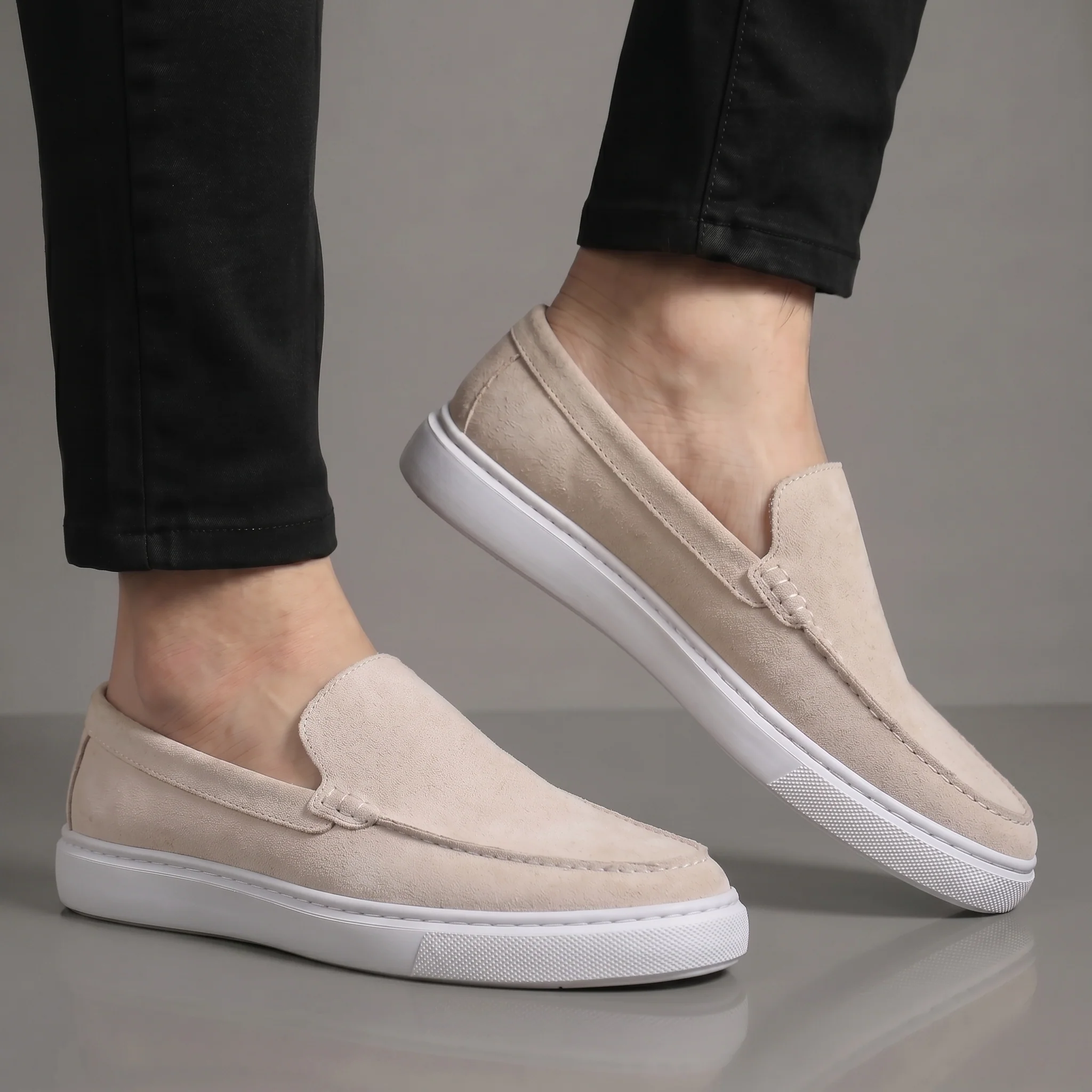 Mocassin Daim Beige Tres Confortable - Homme - Image 2