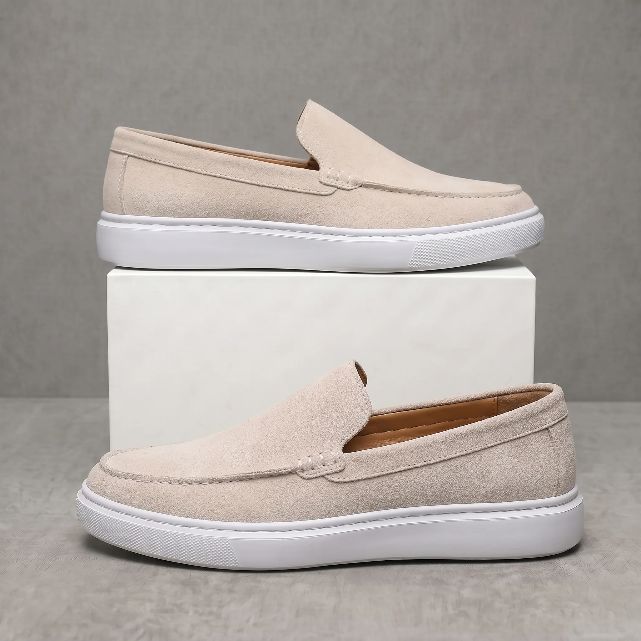 Mocassin Daim Beige Tres Confortable - Homme - Image 3