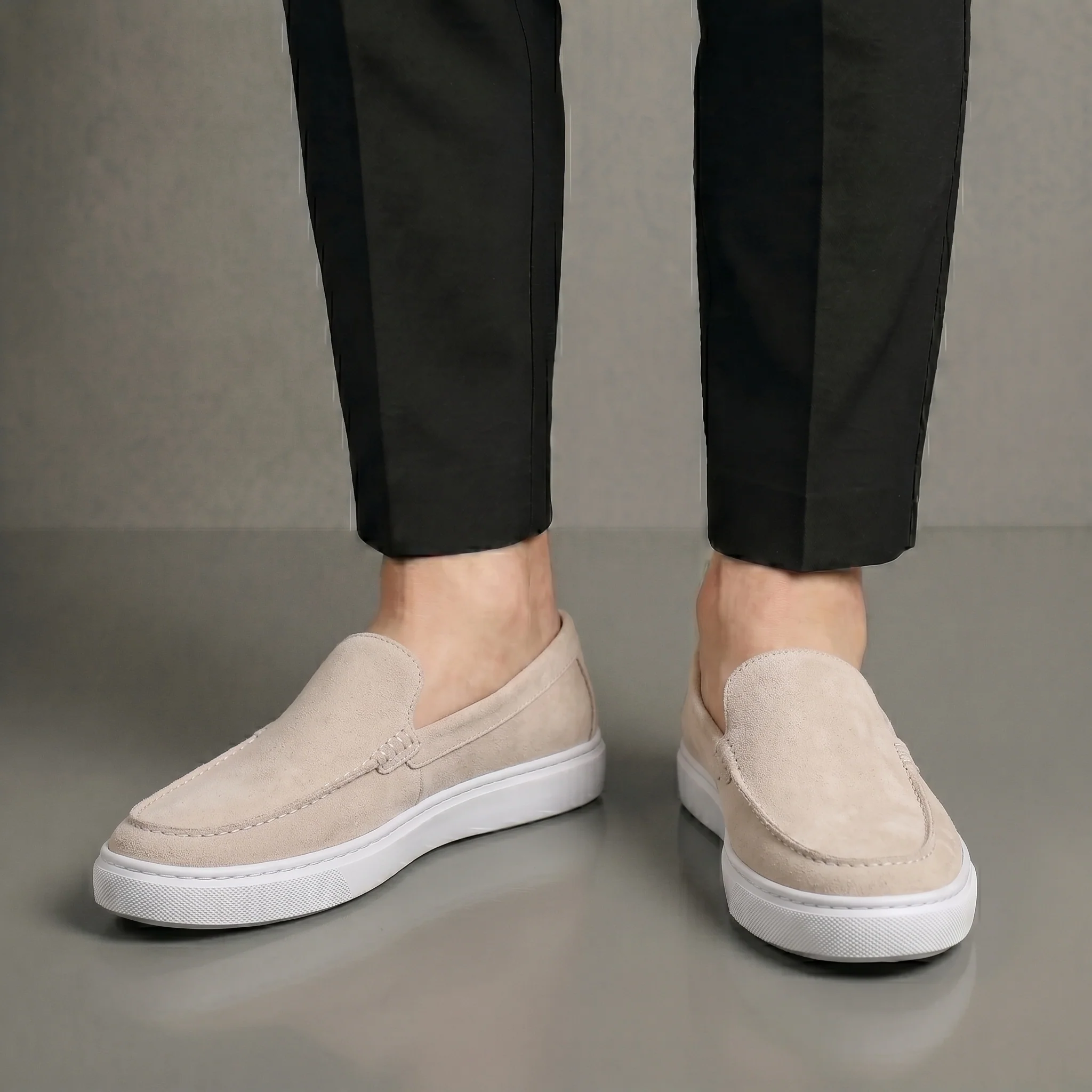 Mocassin Daim Beige Tres Confortable - Homme - Image 4