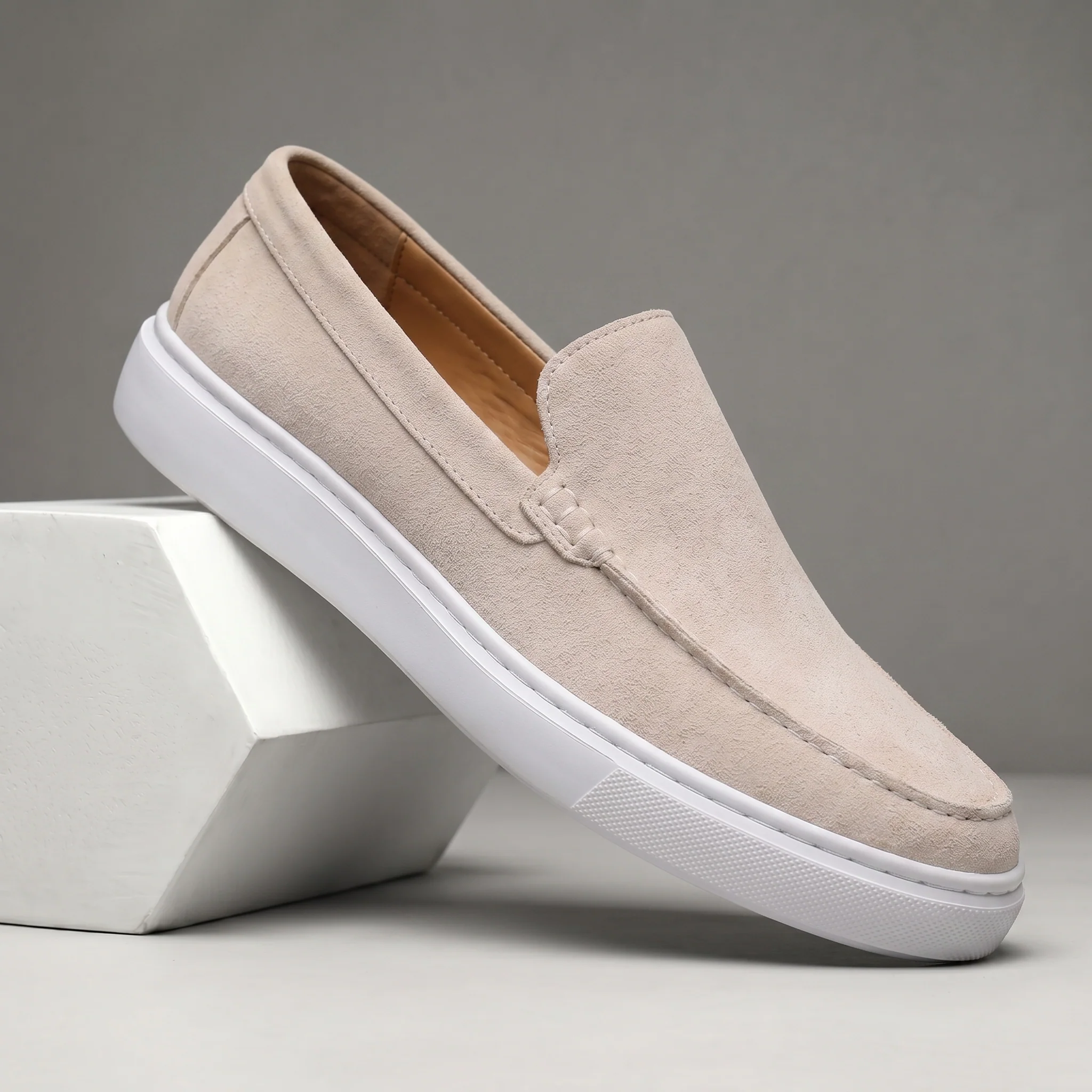 Mocassin Daim Beige Tres Confortable - Homme - Image 5