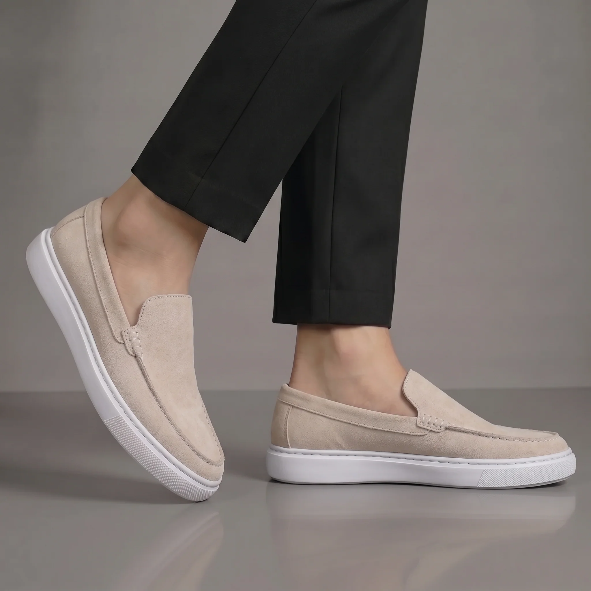 Mocassin Daim Beige Tres Confortable - Homme - Image 6