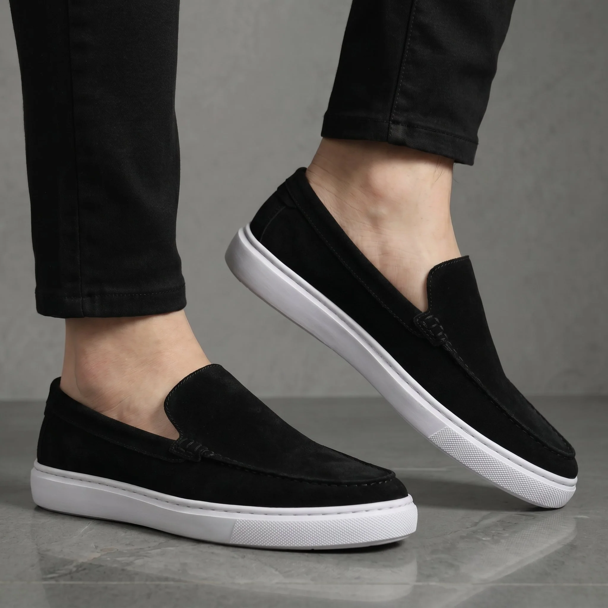 Mocassin Daim Noir Tres Confortable - Homme - Image 2