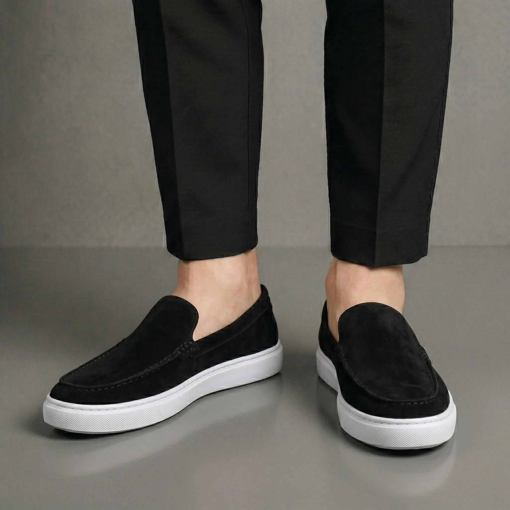 Mocassin Daim Noir Tres Confortable - Homme - Image 4