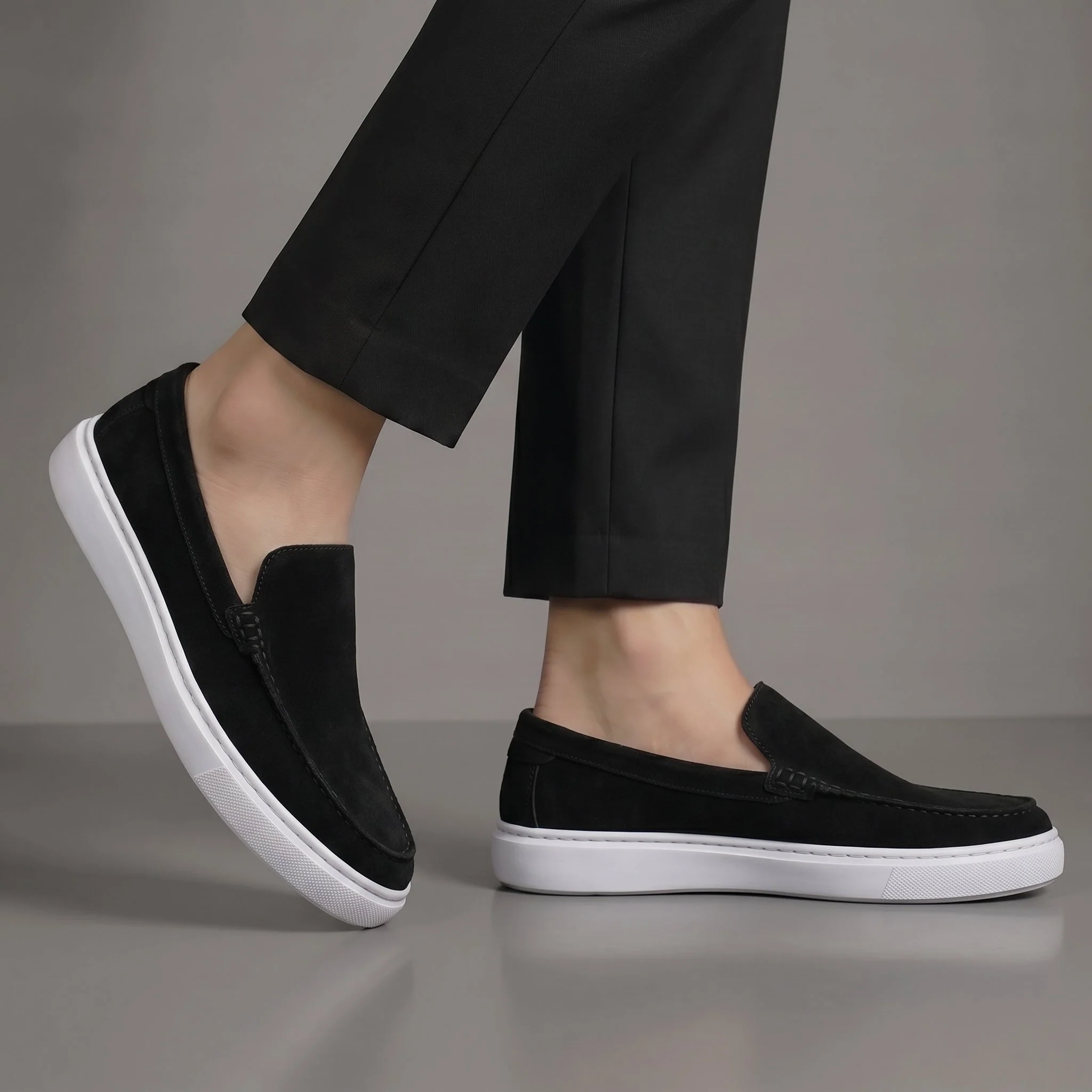 Mocassin Daim Noir Tres Confortable - Homme - Image 6