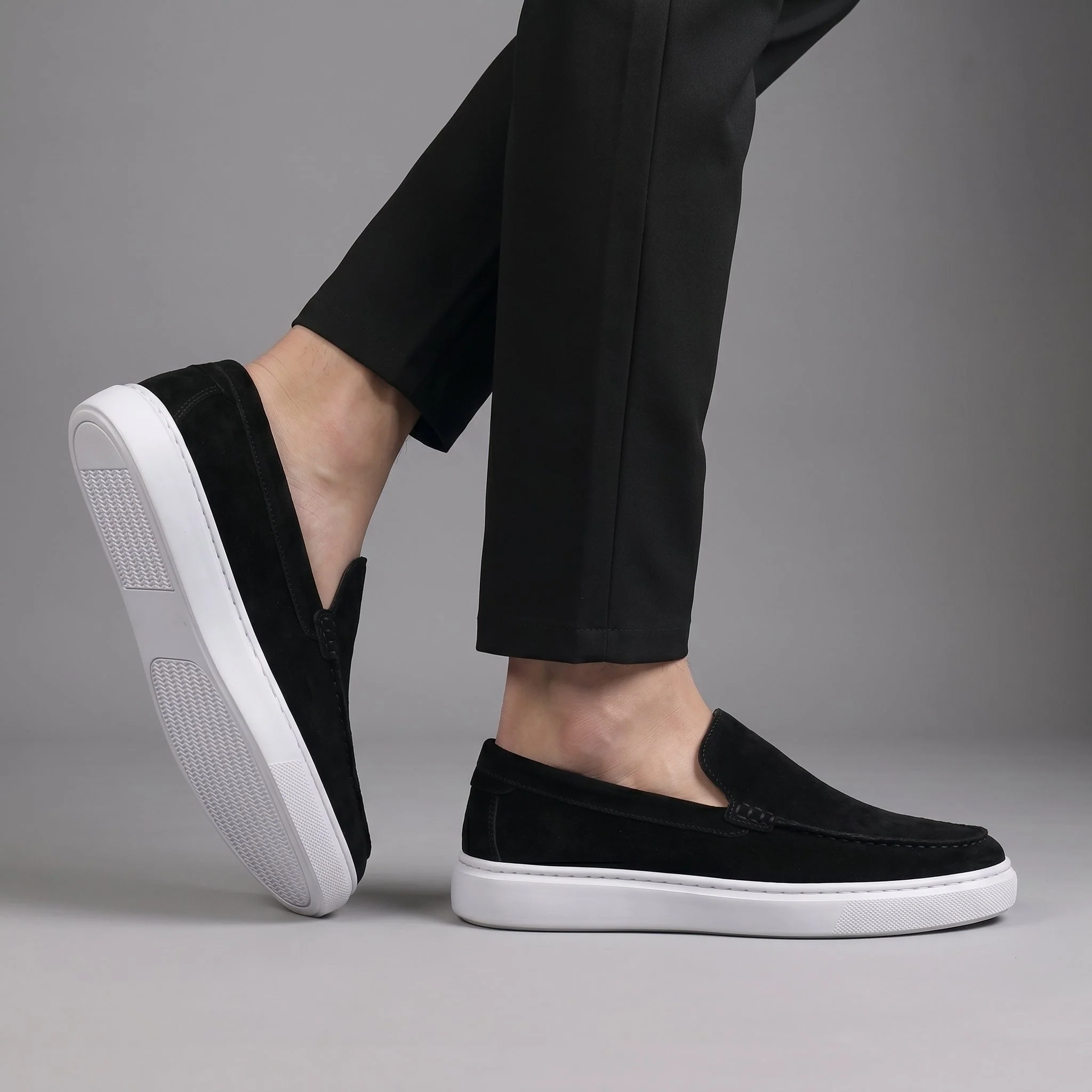 Mocassin Daim Noir Tres Confortable - Homme - Image 7