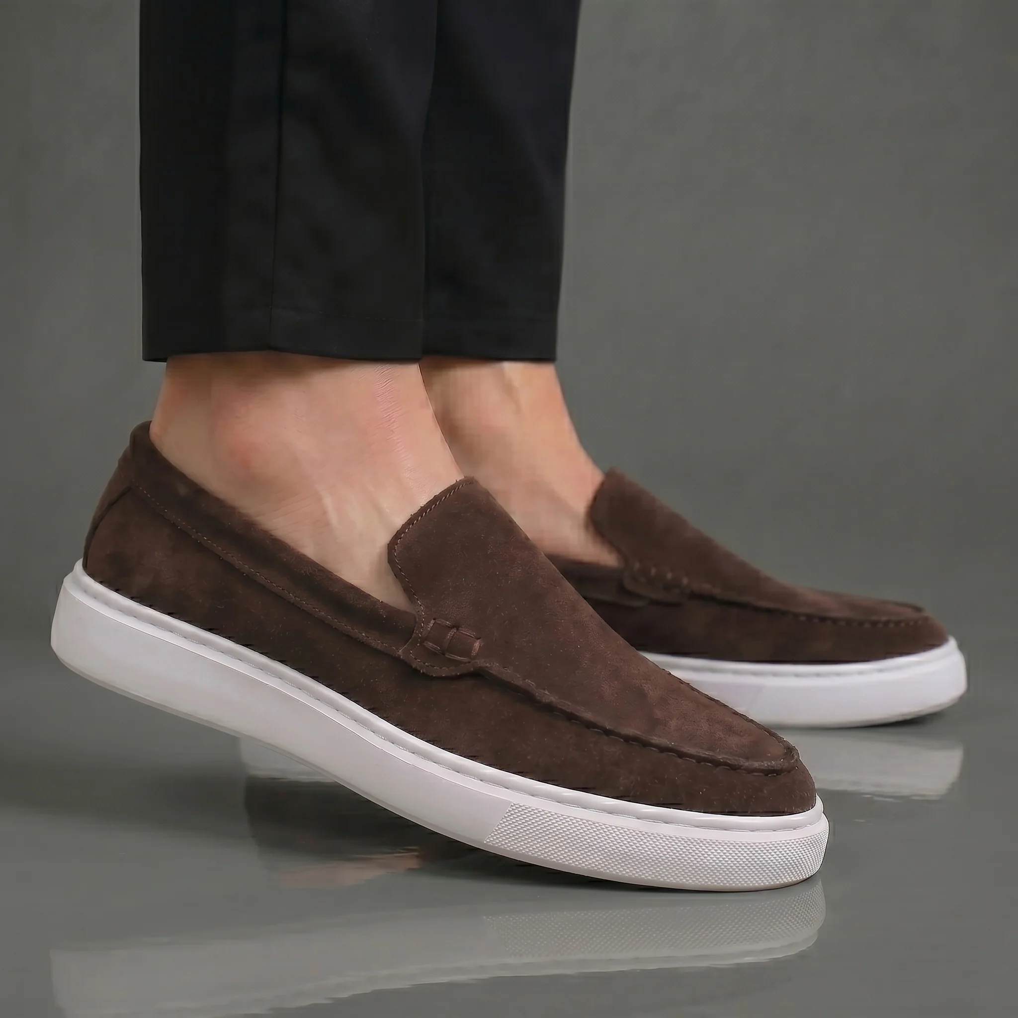 Mocassin Daim Marron Tres Confortable - Homme