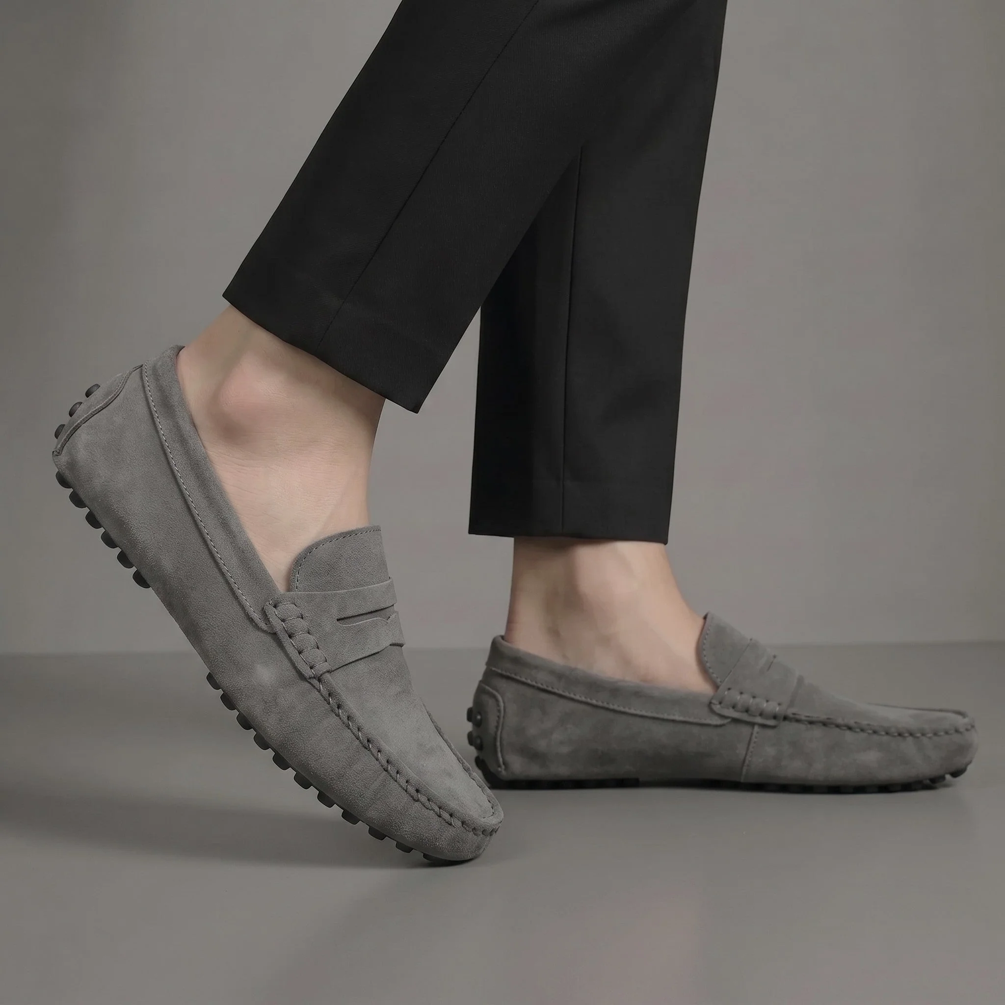 Mocassin Daim Gris Tres Confortable  - Pour Hommes - Image 6