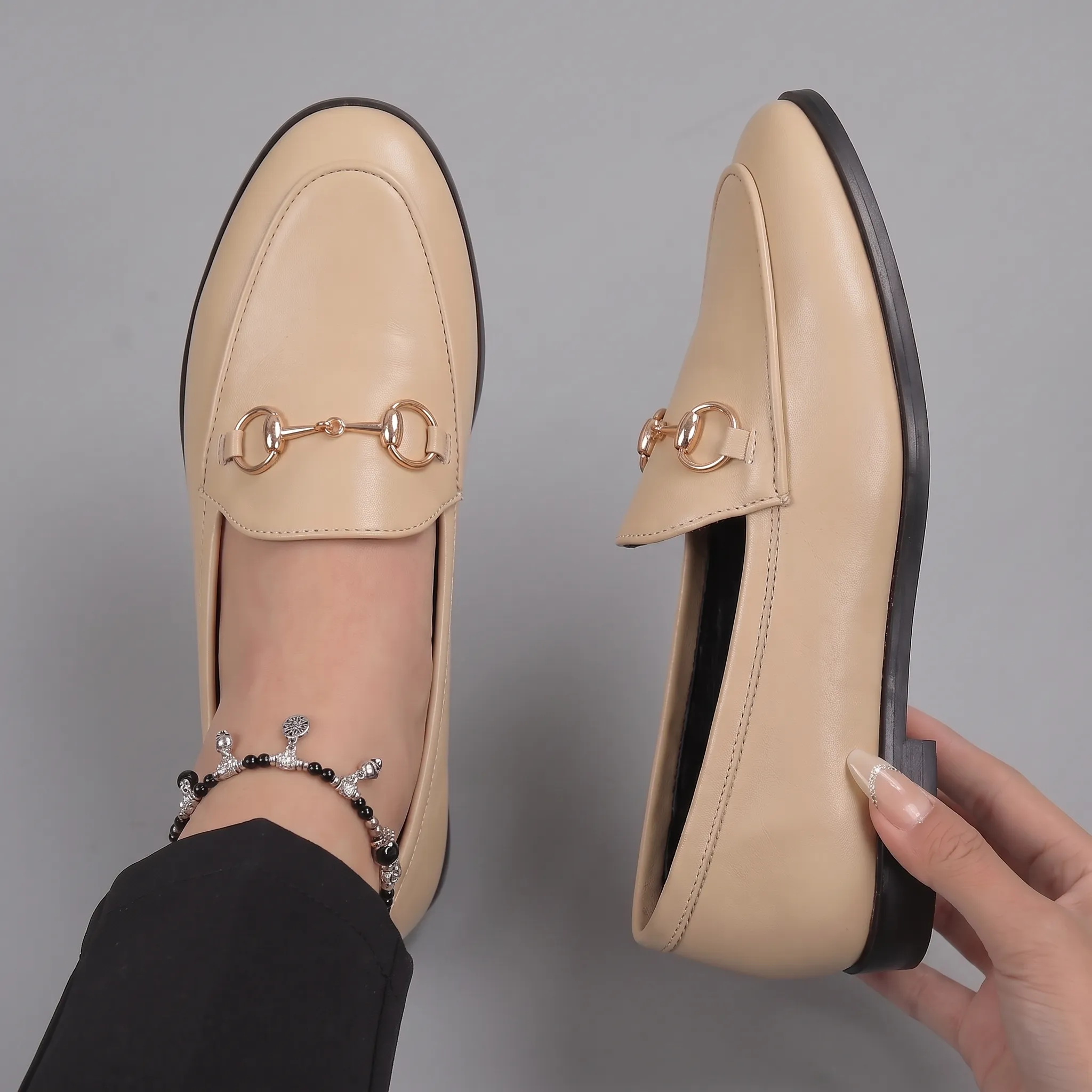 Mocassins Beige Cuir de Luxe Tres Confortable - Femme - Image 2