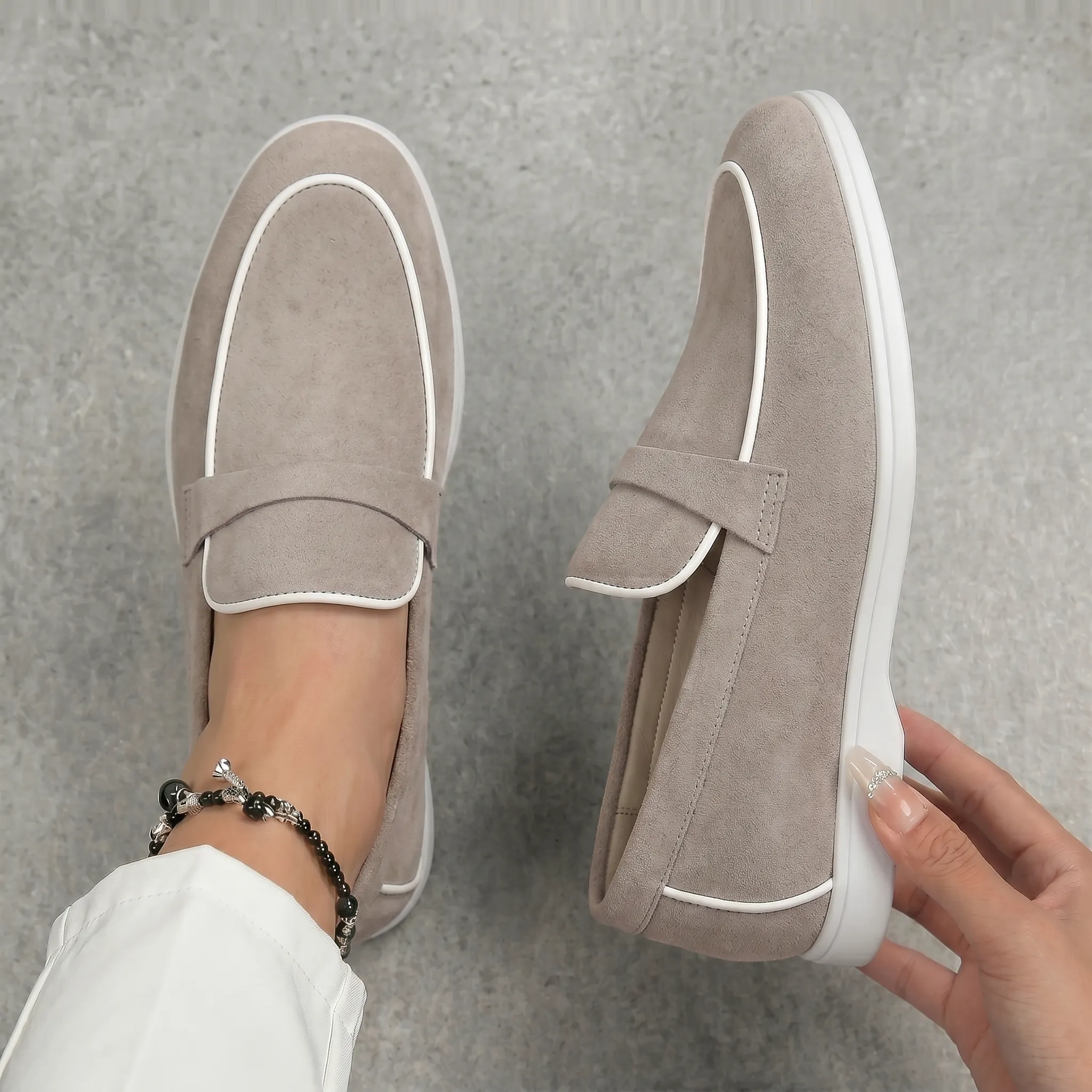 Mocassins Beige Daim de Luxe Tres Confortable - Femme - Image 3