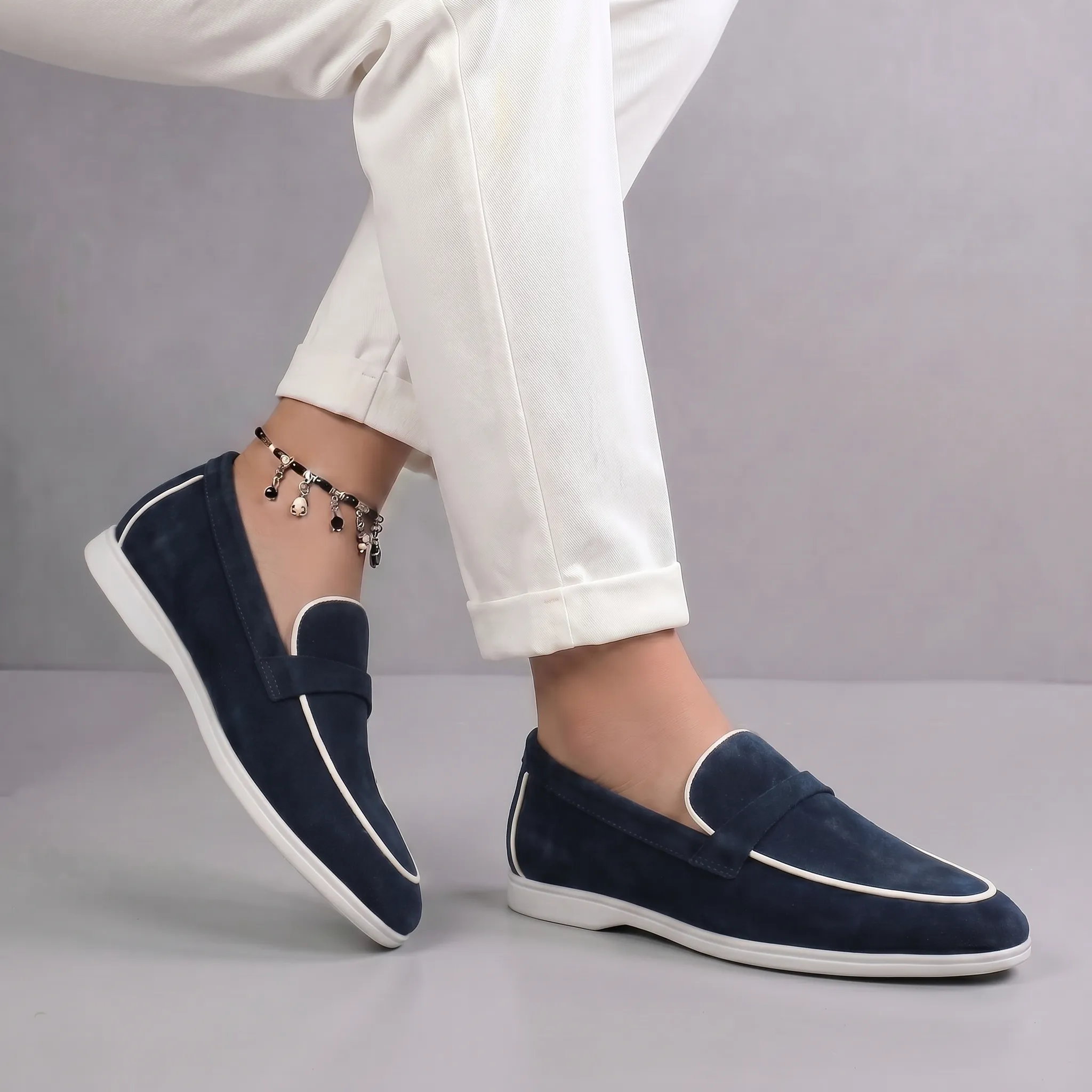 Mocassins Bleumarine Daim de Luxe Tres Confortable - Femme