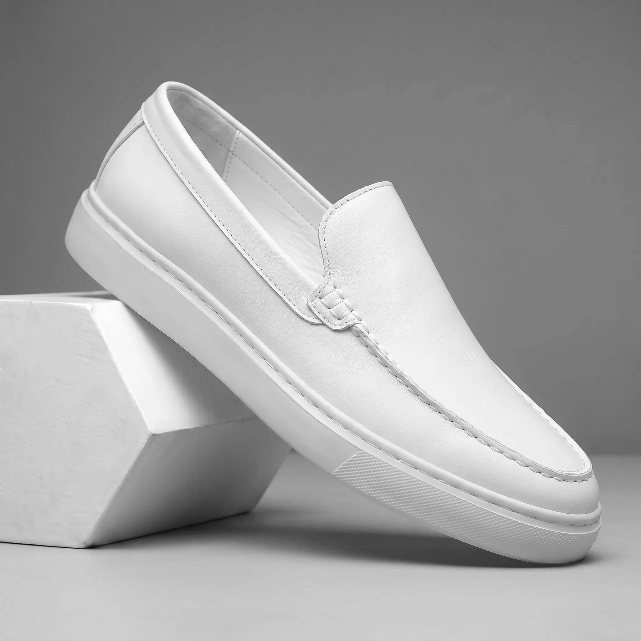Mocassins Cuir Blanc - Tres Confortable - Image 5