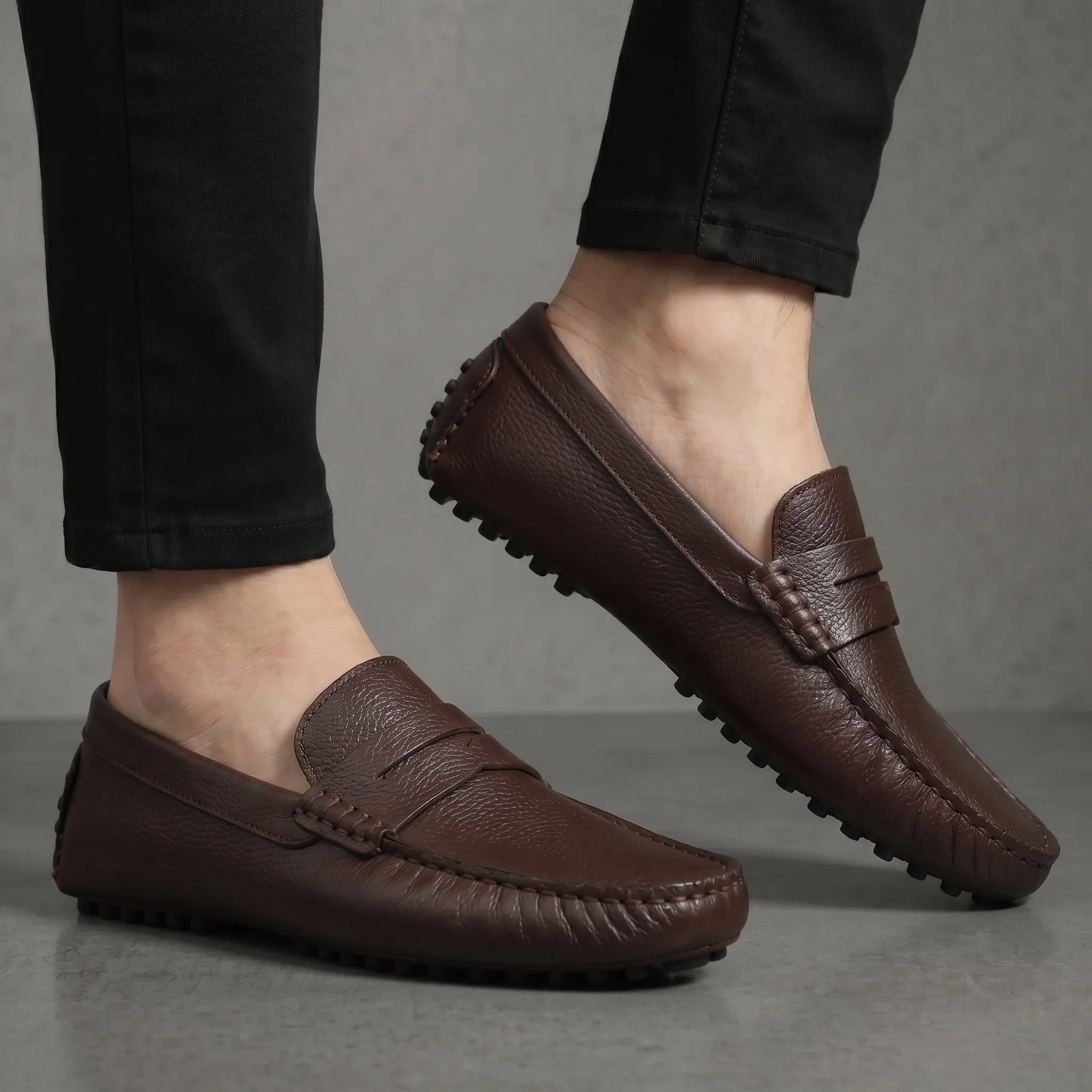 ALVERO : Mocassin Cuir Marron – Homme - Image 2