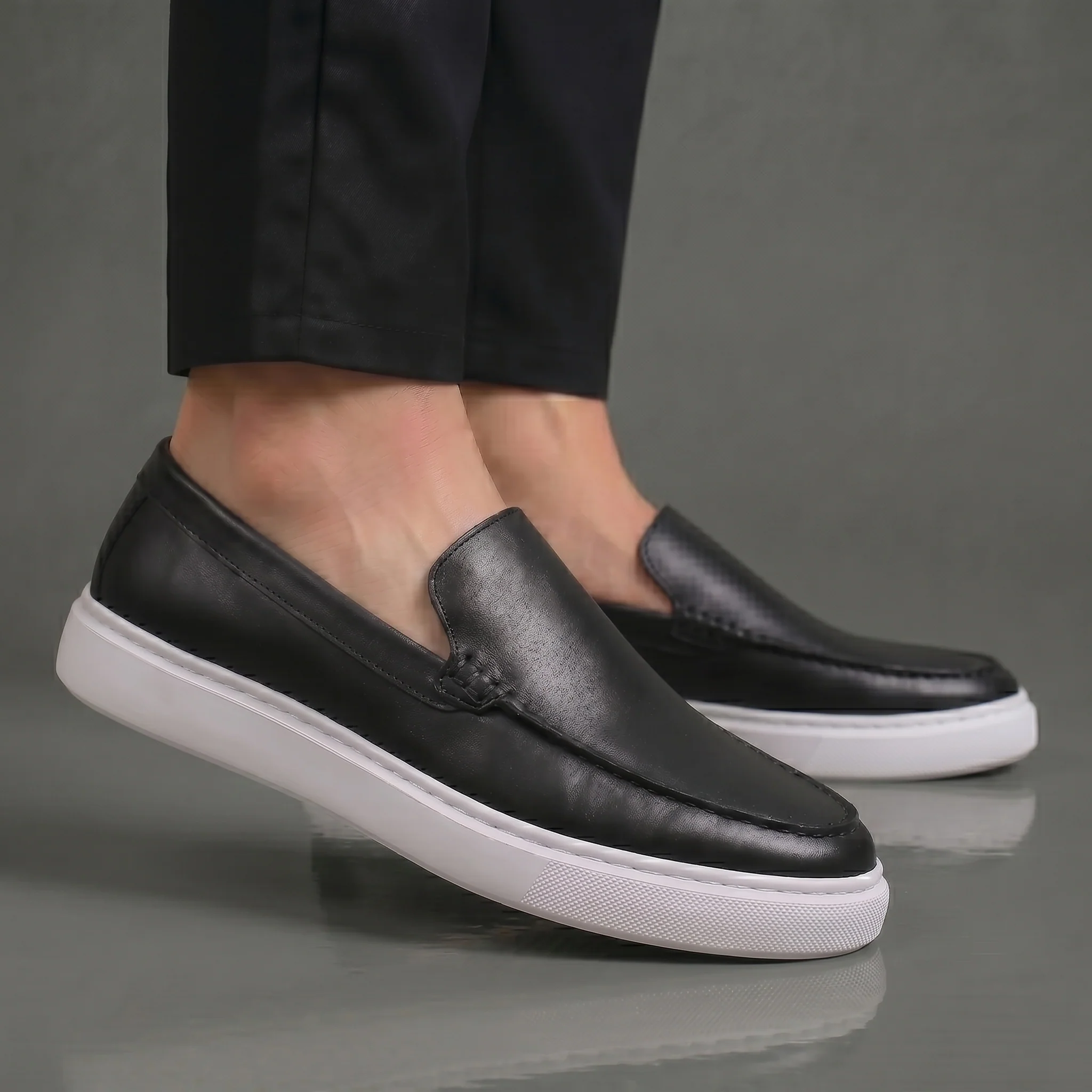 Mocassins Cuir Noir - Tres Confortable