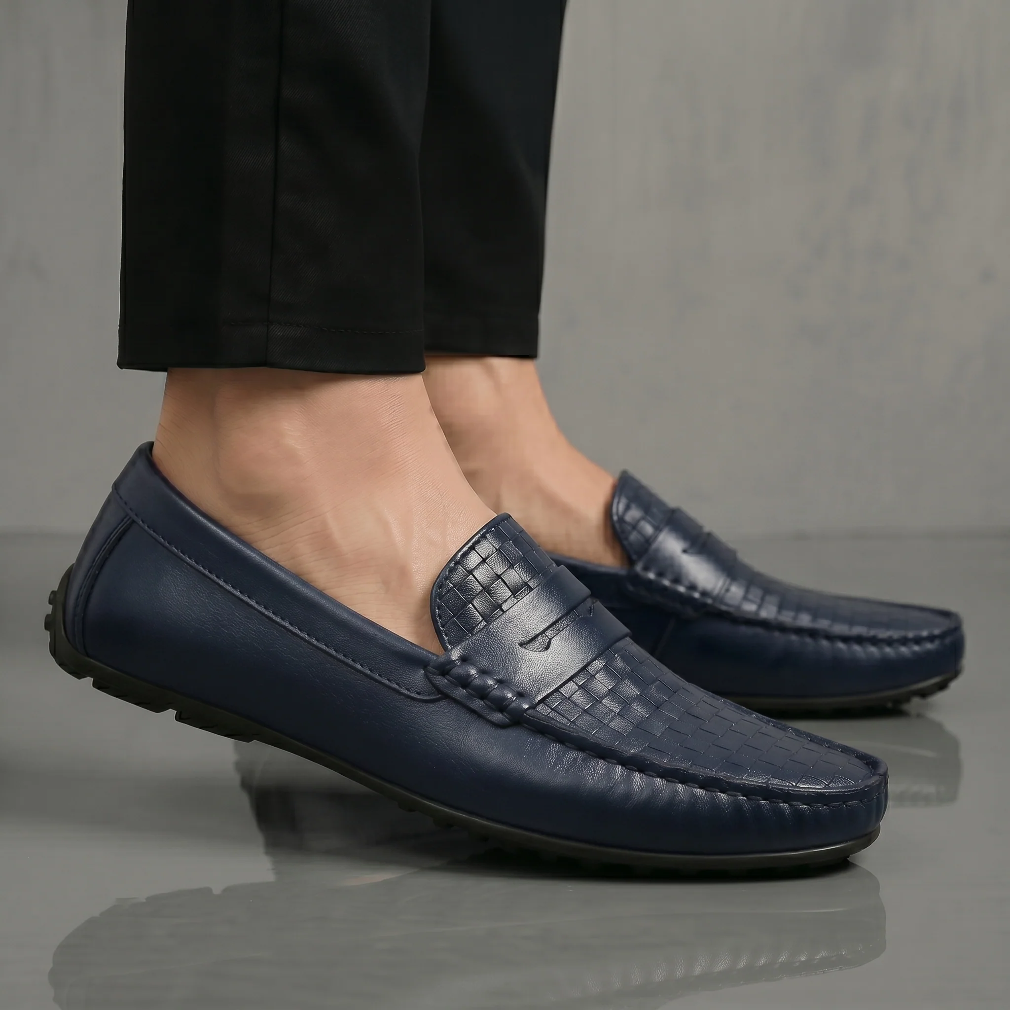 Mocassins Cuir BleuMarine - Tres Confortable