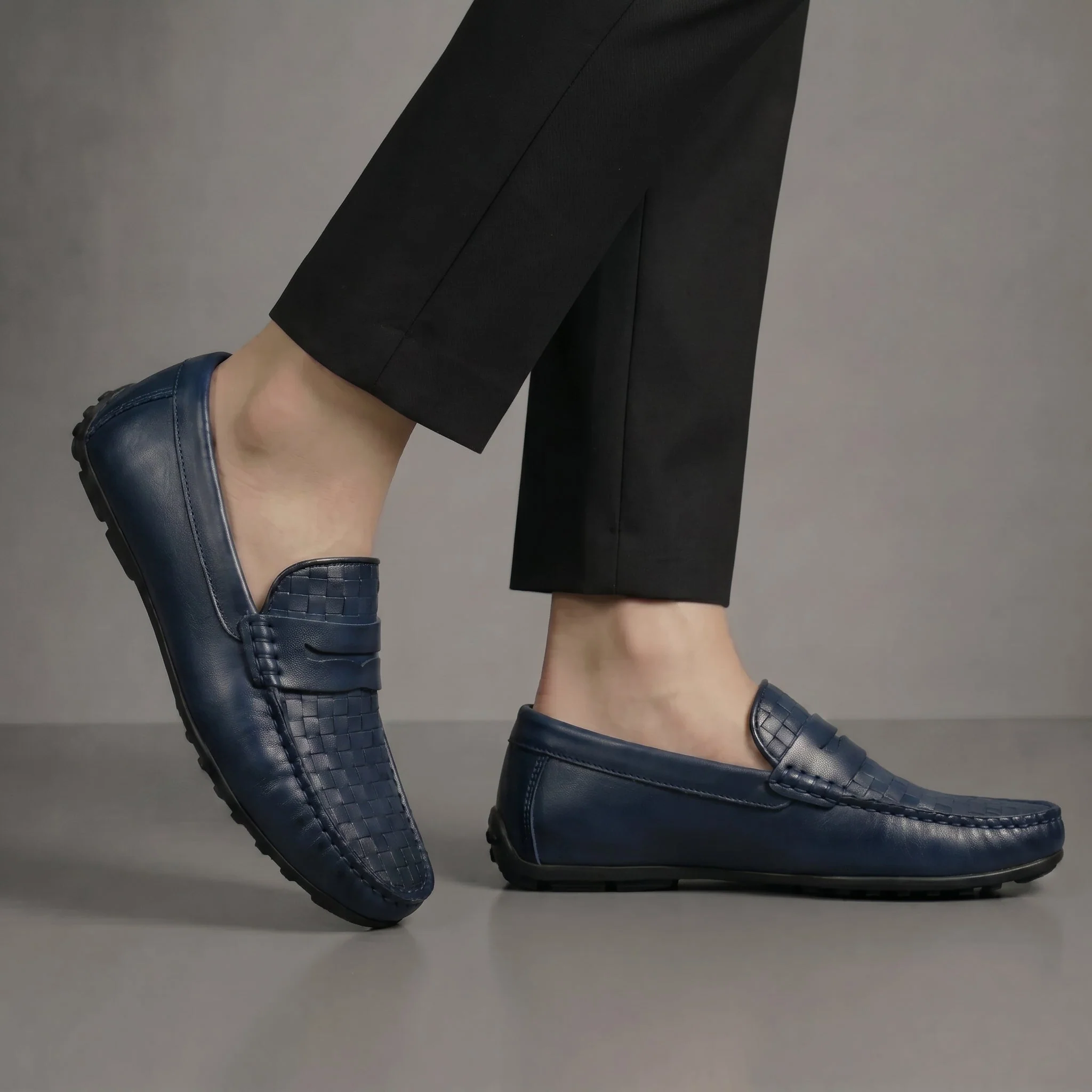 Mocassins Cuir BleuMarine - Tres Confortable - Image 2
