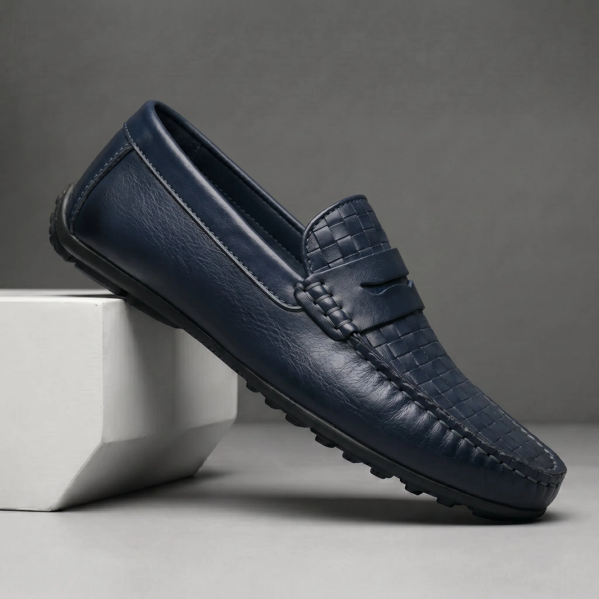 Mocassins Cuir BleuMarine - Tres Confortable - Image 3