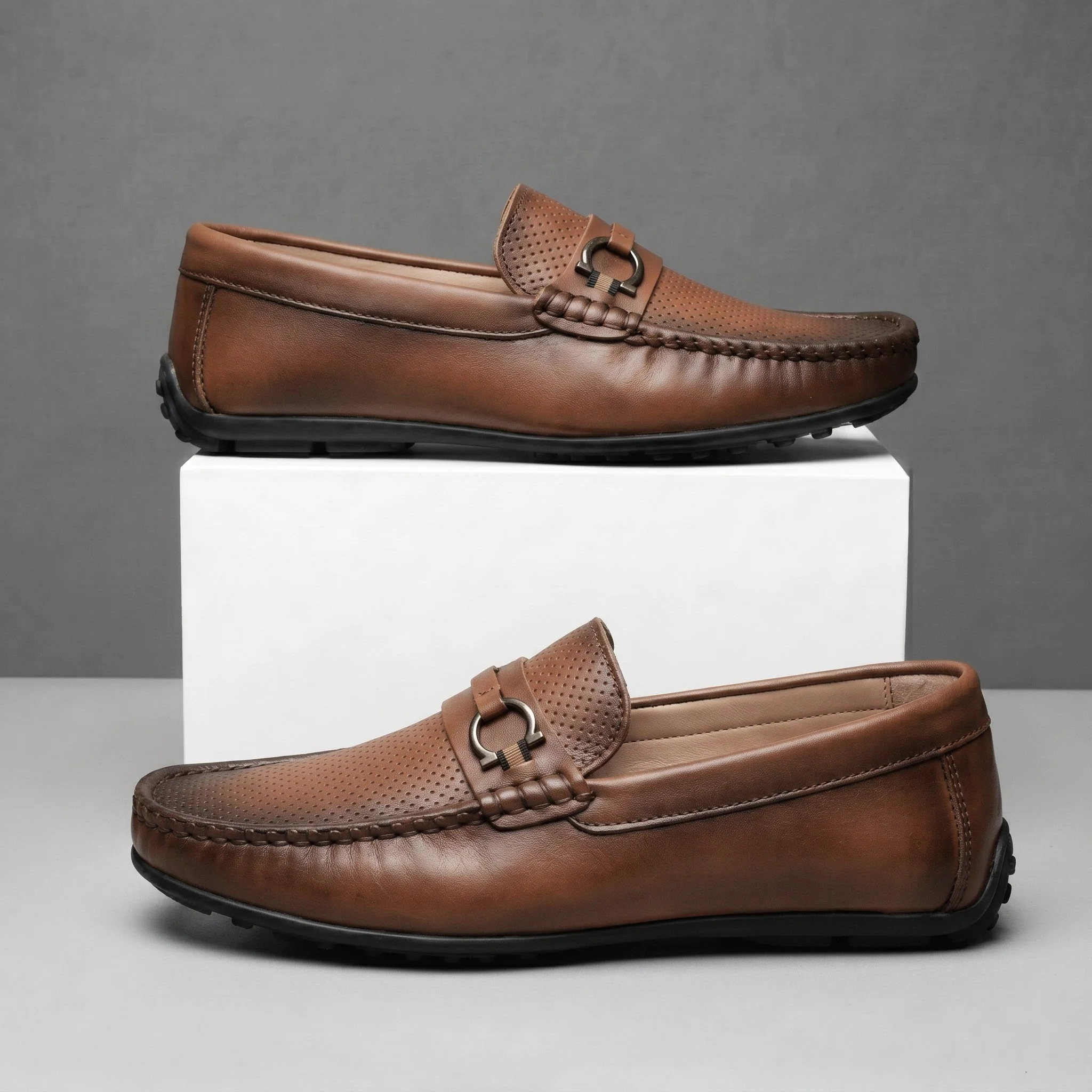 Mocassins Cuir Marron de Luxe Confortable - Image 3