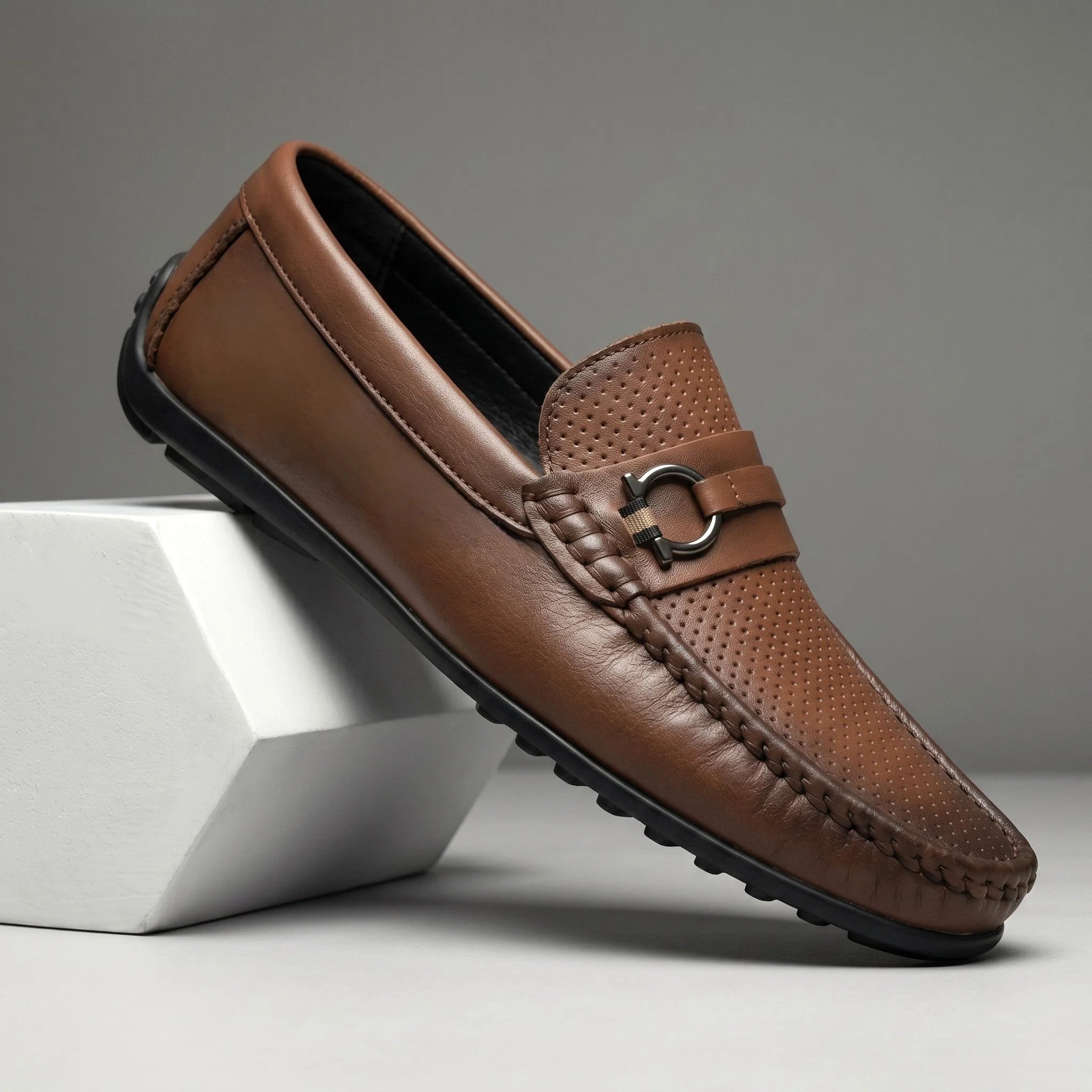 Mocassins Cuir Marron de Luxe Confortable - Image 6
