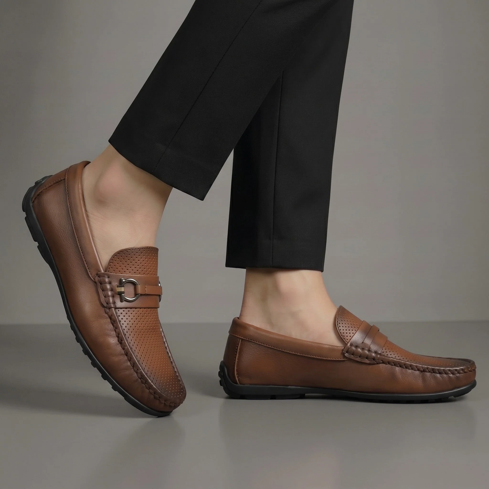 Mocassins Cuir Marron de Luxe Confortable - Image 7