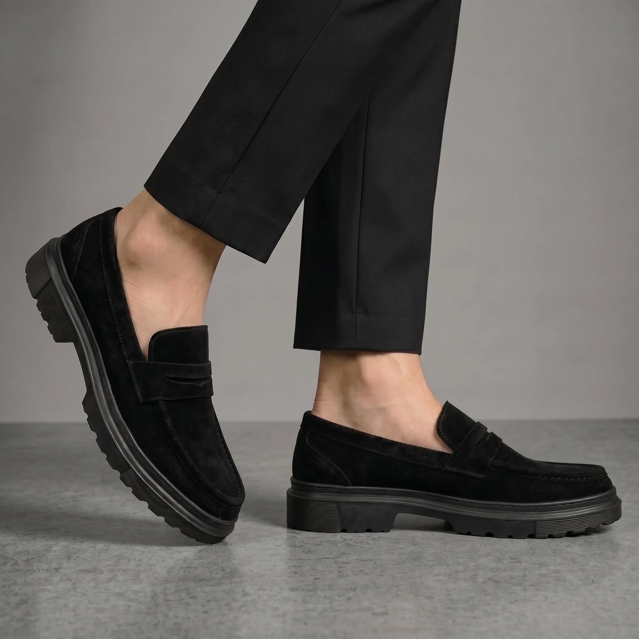 Mocassins Daim Noir de Luxe - Semelle Légère Tres Confortable - Image 6
